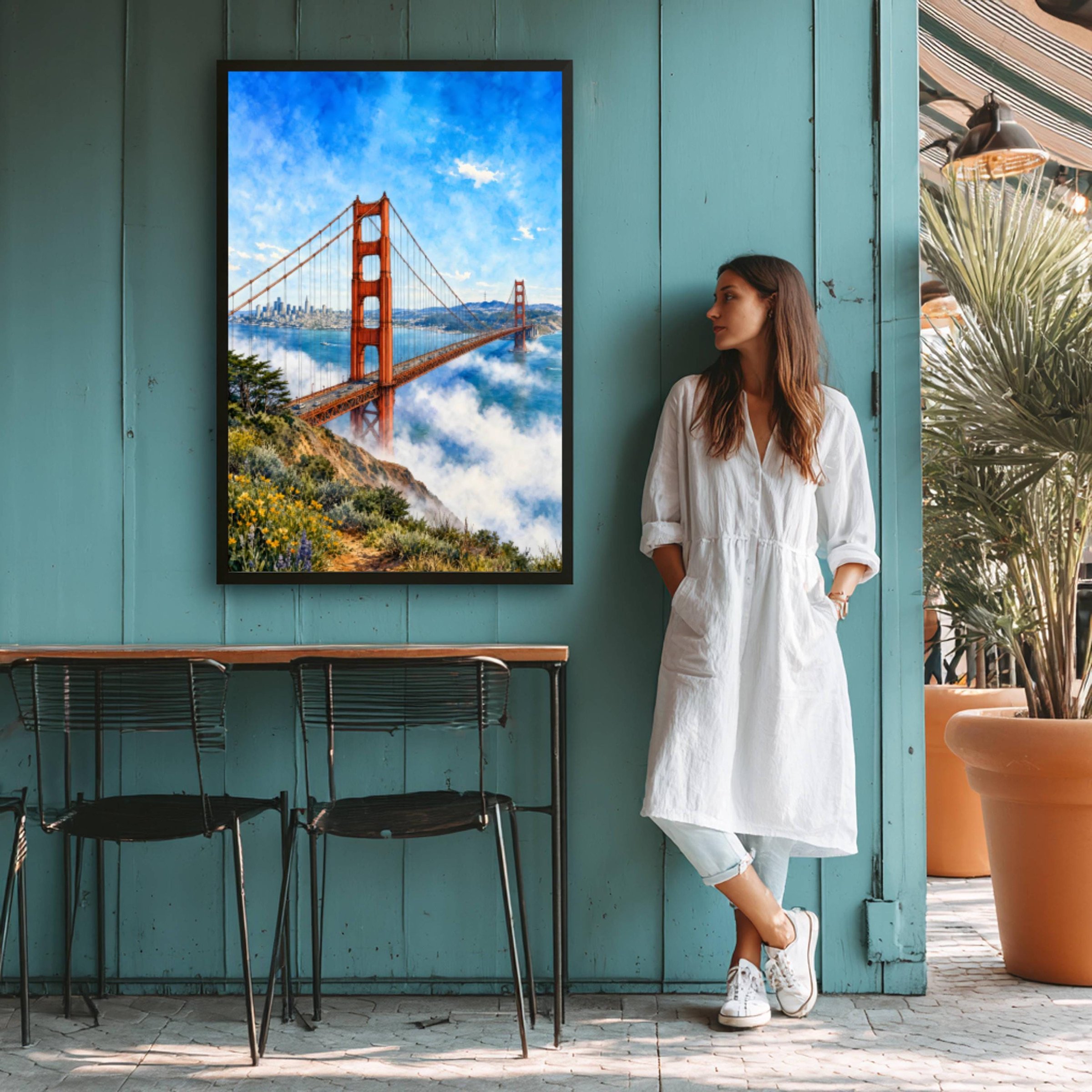 San Francisco Golden Gate Bridge California Watercolor Print: USA Travel Art Poster - Image 9