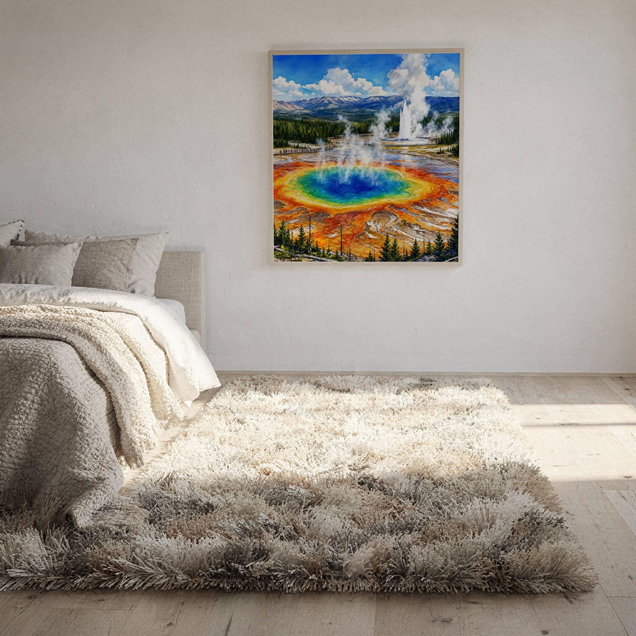 Yellowstone National Park Wyoming USA Watercolor Print: Vacation Travel Art Poster - Image 10