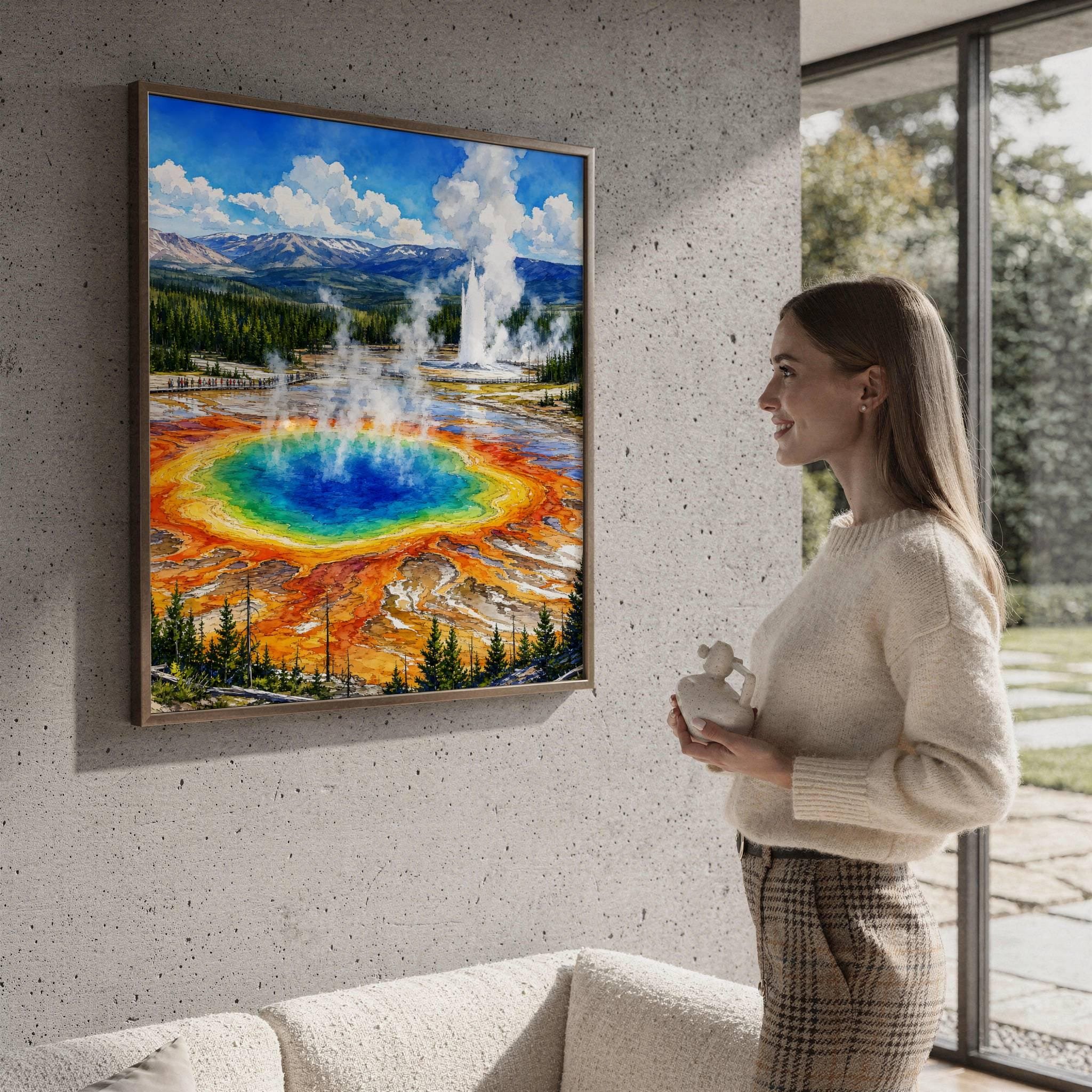 Yellowstone National Park Wyoming USA Watercolor Print: Vacation Travel Art Poster - Image 4