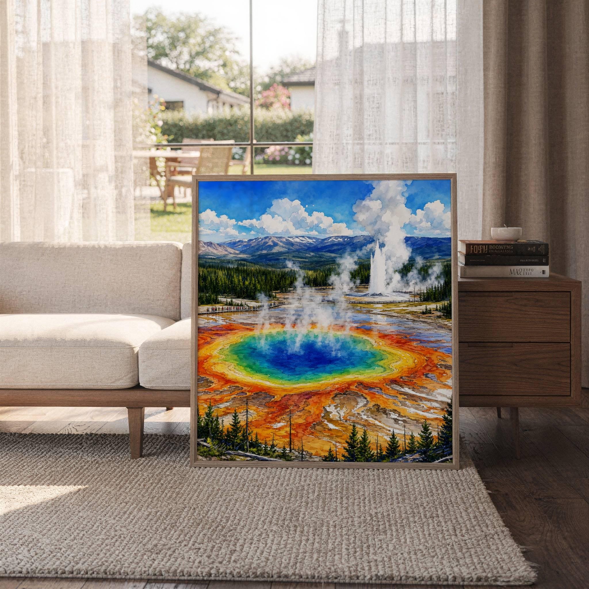 Yellowstone National Park Wyoming USA Watercolor Print: Vacation Travel Art Poster - Image 6