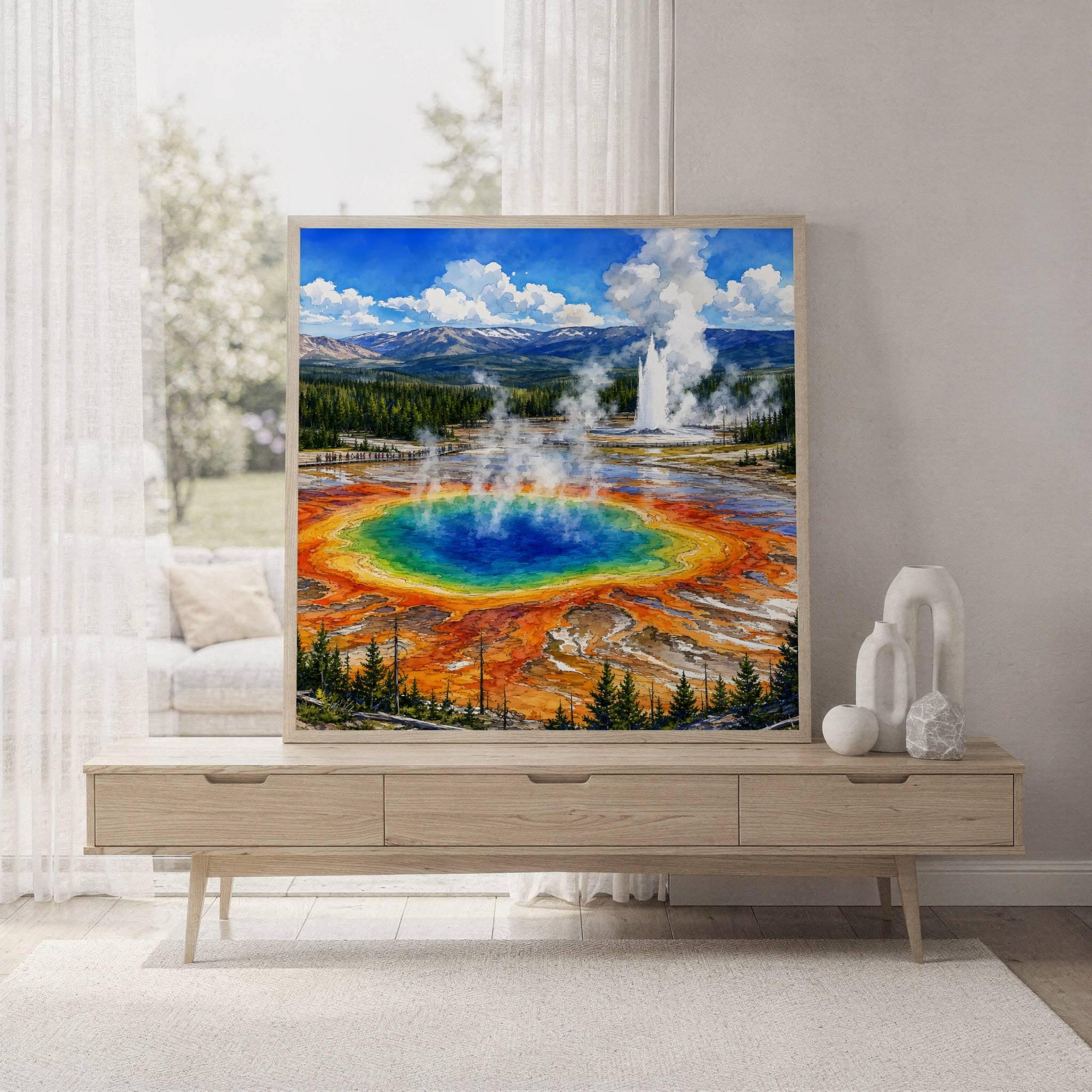 Yellowstone National Park Wyoming USA Watercolor Print: Vacation Travel Art Poster - Image 7