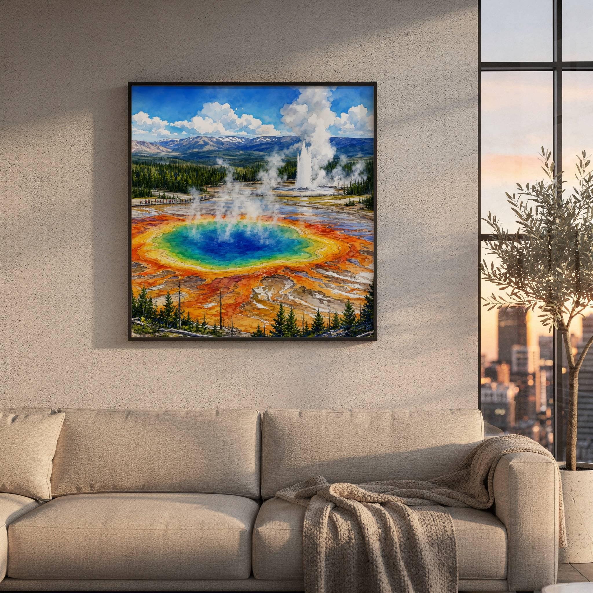 Yellowstone National Park Wyoming USA Watercolor Print: Vacation Travel Art Poster - Image 8
