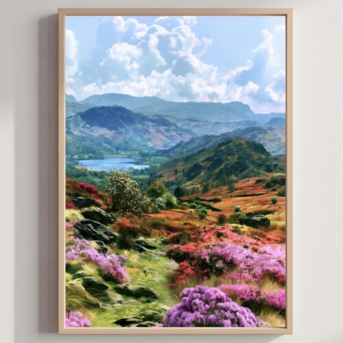 Lake District Cumbria England Watercolor Print: UK Travel Art Poster