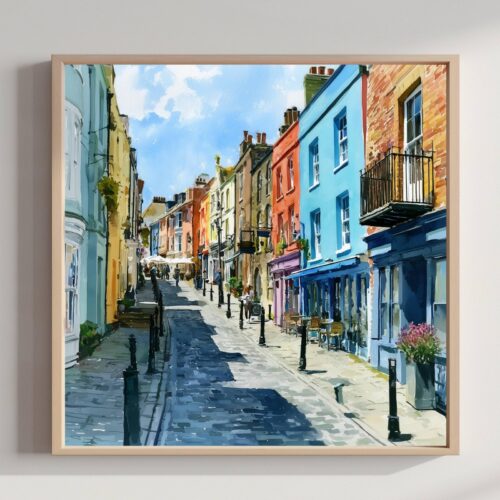 Folkestone Kent England Watercolor Print: Square Travel Art Poster