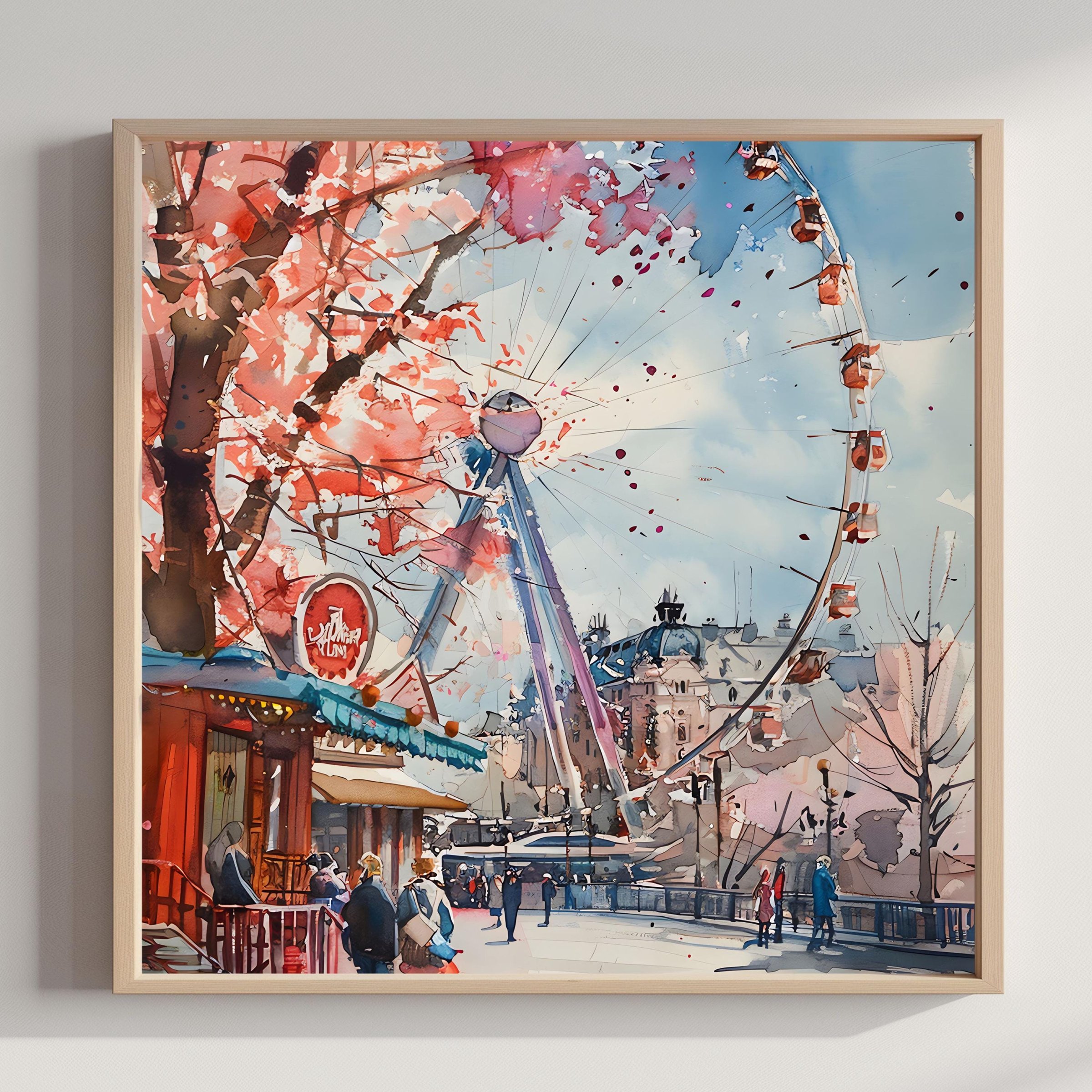 Vienna Austria Europe Watercolor Print: Square Travel Art Poster