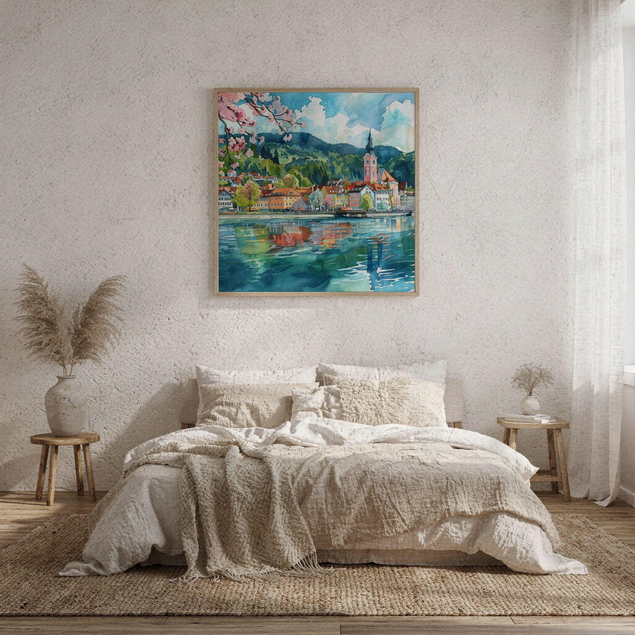Klagenfurt am Wörthersee Austria Watercolor Print: Square Travel Art Poster - Image 9