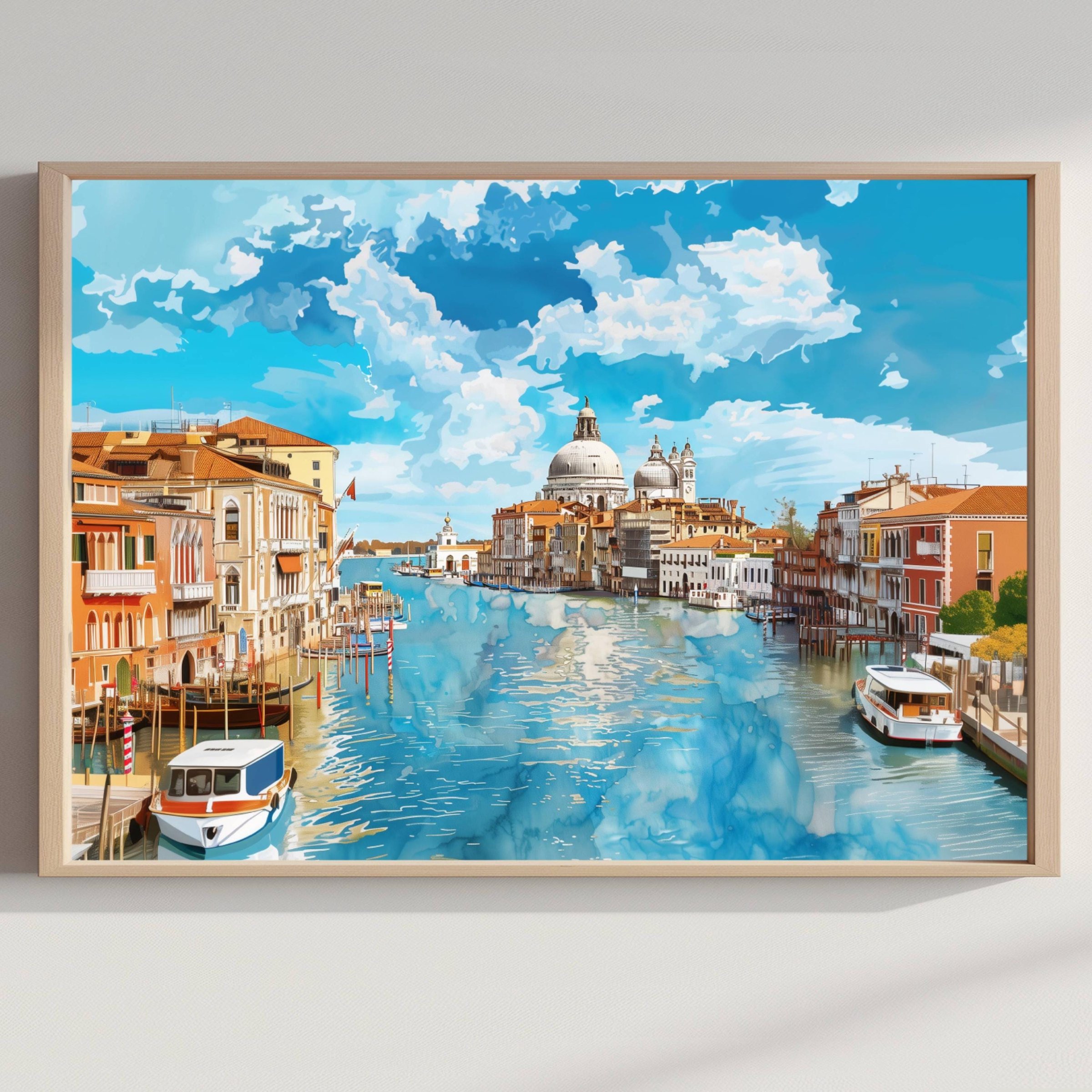Grand Canal Venice Italy Watercolor Print: Europe Travel Art Poster