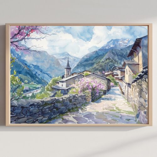 Andorra Watercolor Print: Europe Travel Art Poster