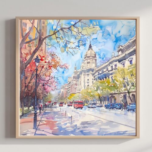Buenos Aires Argentina Watercolor Print: Square Travel Art Poster