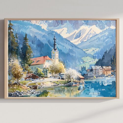 Austria Watercolor Print: Europe Travel Art Poster