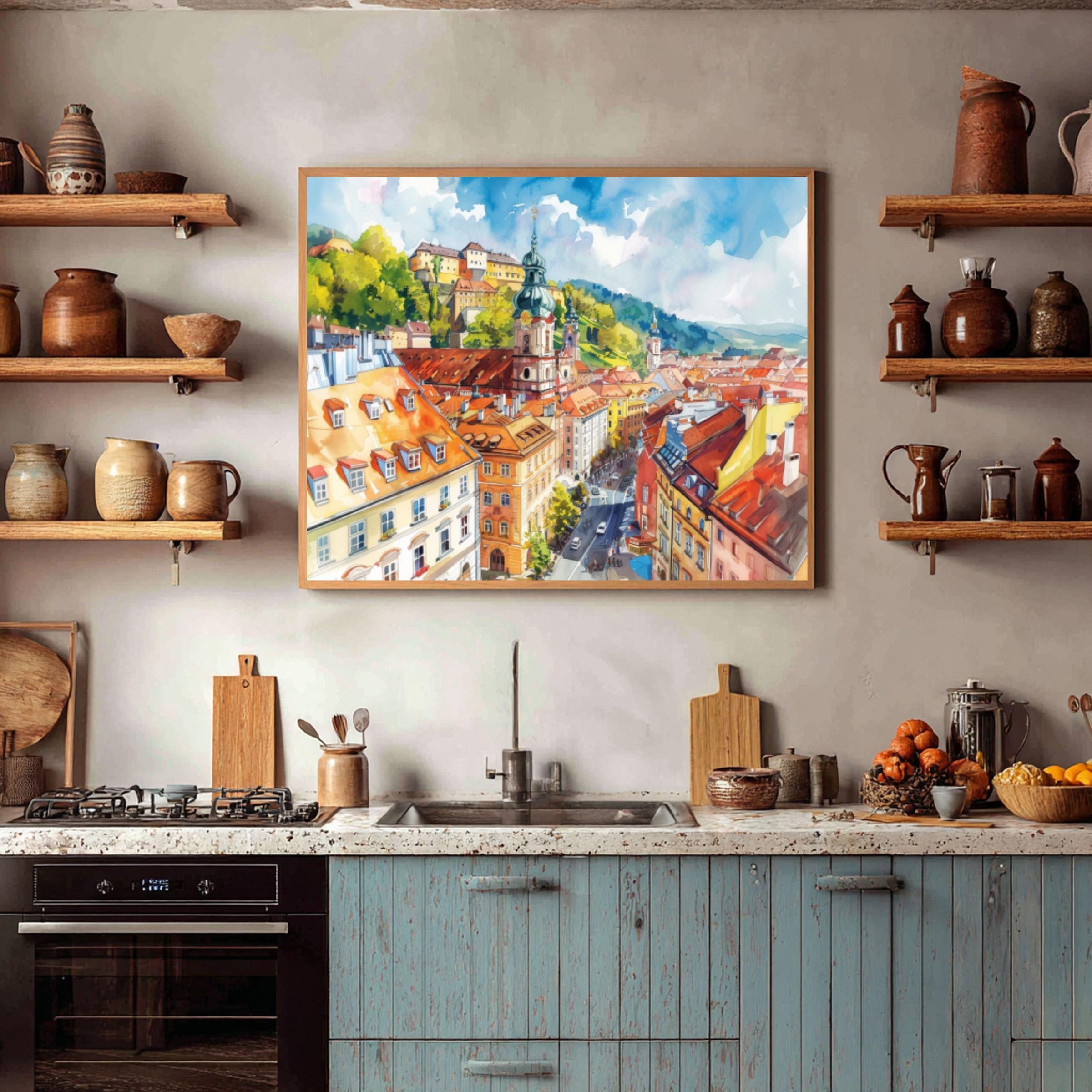 Graz Austria Watercolor Print: Europe Travel Art Poster - Image 7