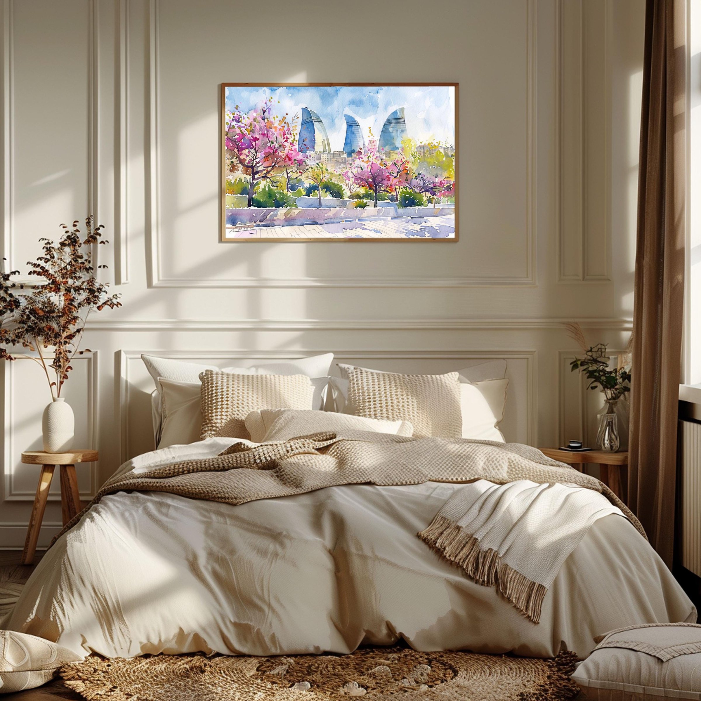 Azerbaijan Watercolor Print: Asia Travel Art Poster - Image 2
