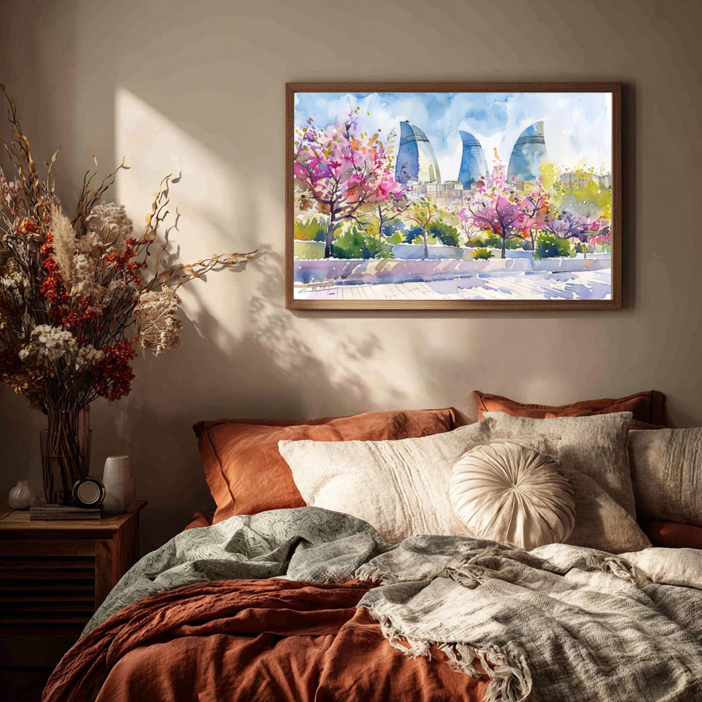 Azerbaijan Watercolor Print: Asia Travel Art Poster - Image 3