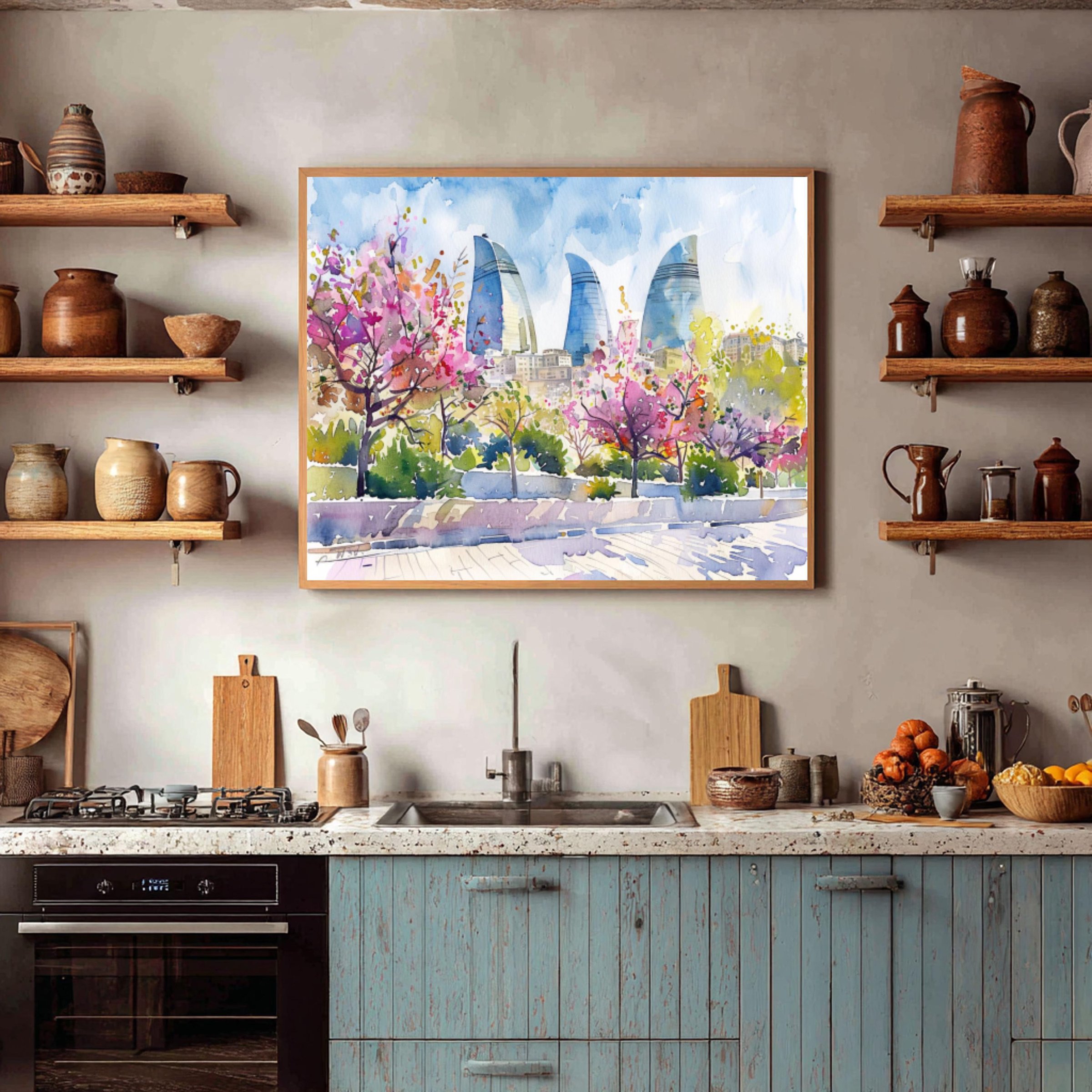 Azerbaijan Watercolor Print: Asia Travel Art Poster - Image 7