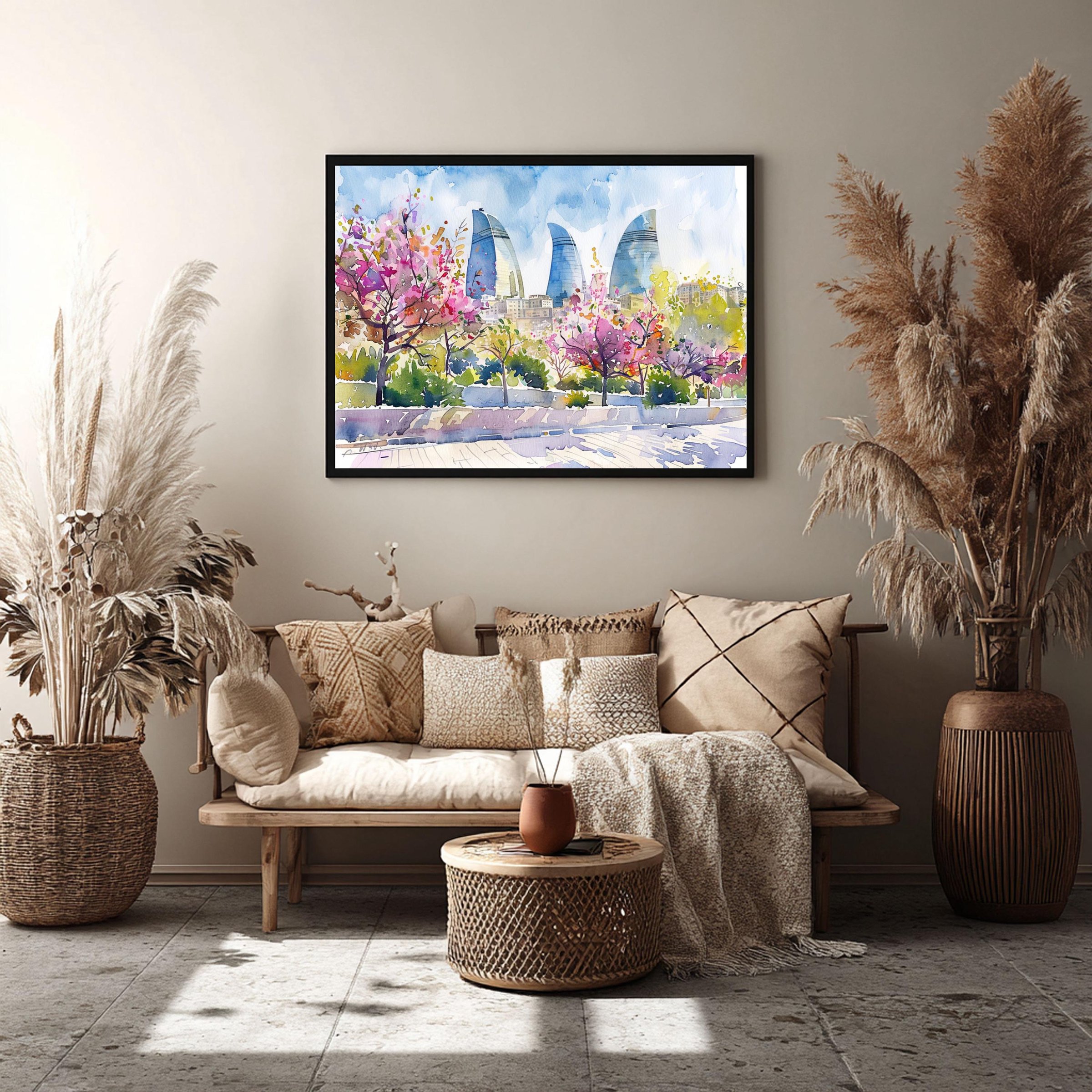 Azerbaijan Watercolor Print: Asia Travel Art Poster - Image 8