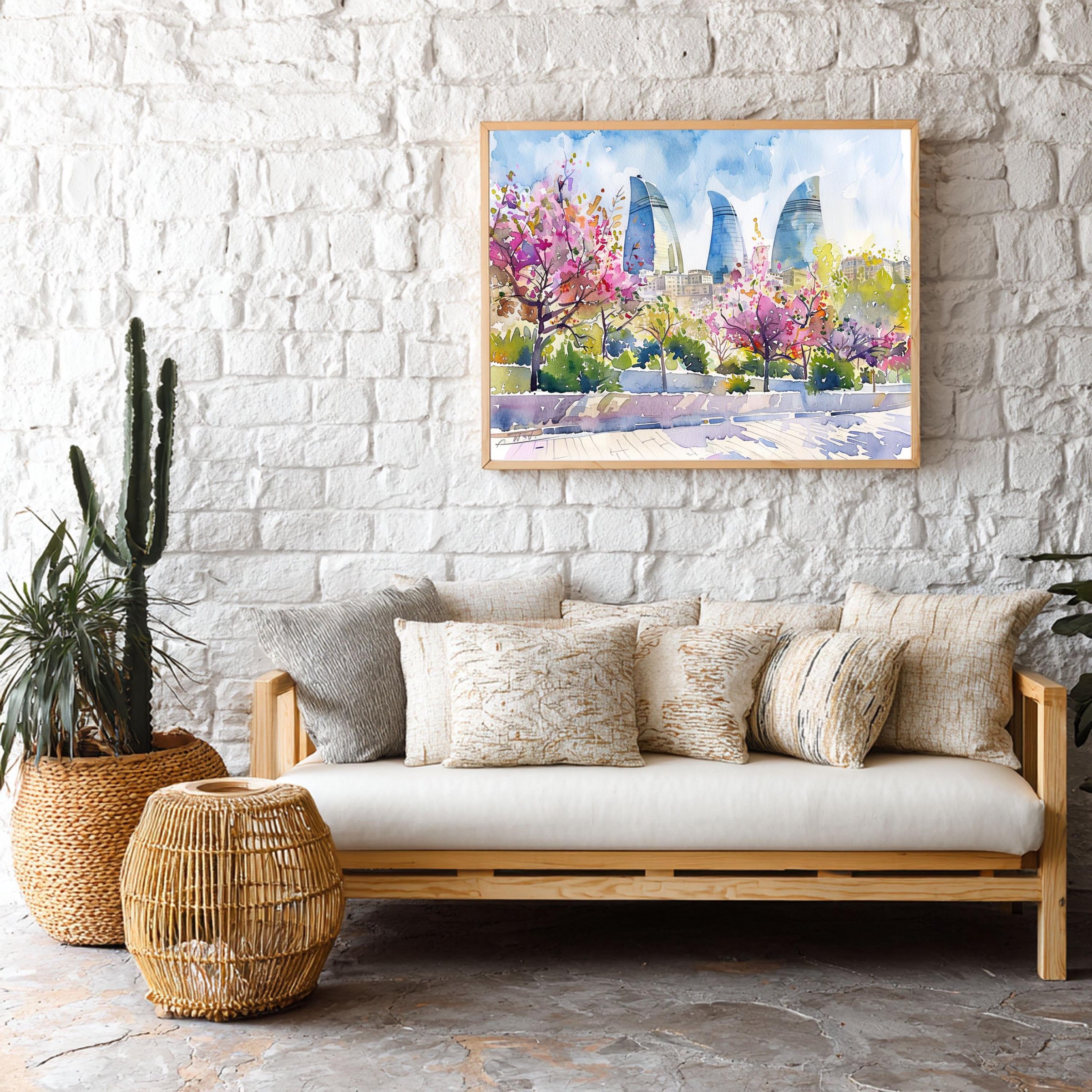 Azerbaijan Watercolor Print: Asia Travel Art Poster - Image 9