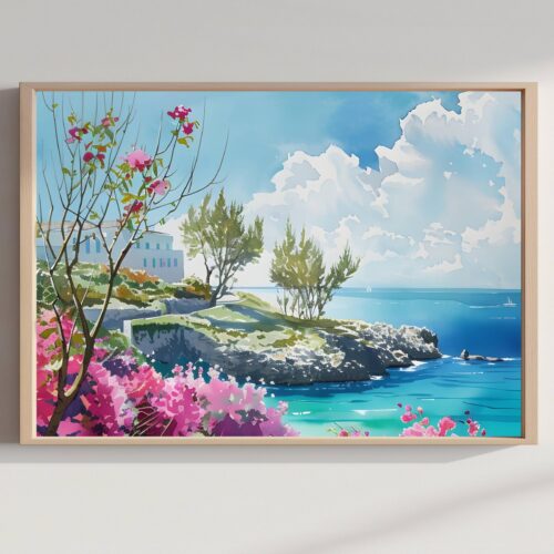 Bermuda Watercolor Print: Caribbean Travel Art Poster