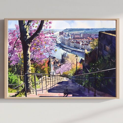 Liege Belgium Watercolor Print: Europe Travel Art Poster