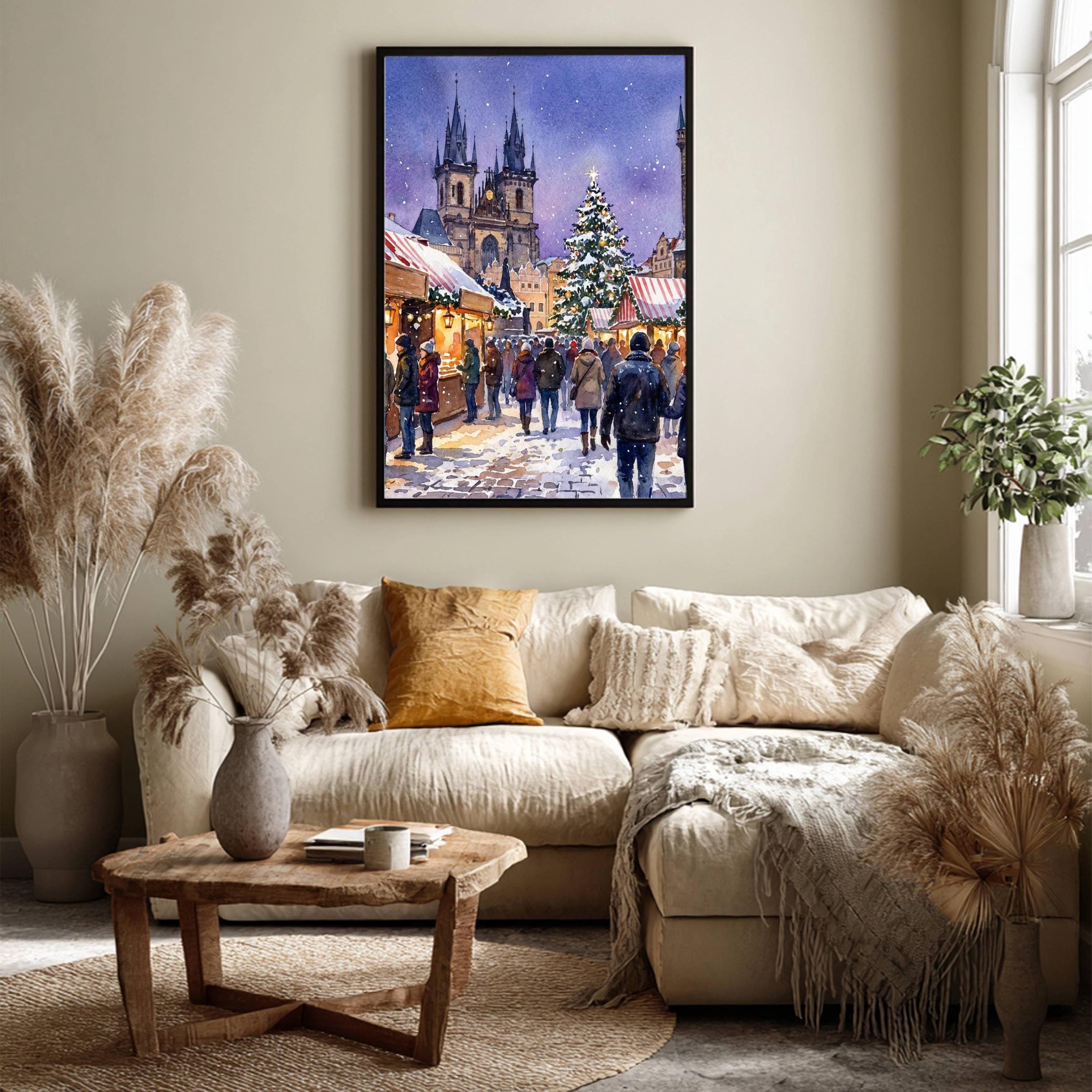Prague Czech Republic Christmas Market Watercolor Print: Christmas Travel Art Poster - Image 7
