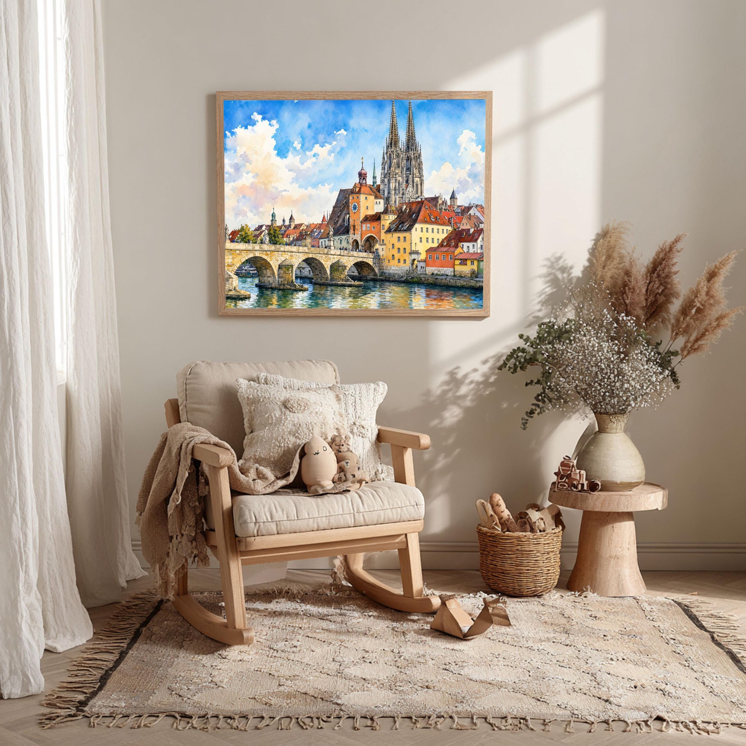 Regensburg Stone Bridge Bavaria Germany Watercolor Print: Europe Travel Art Poster - Image 10