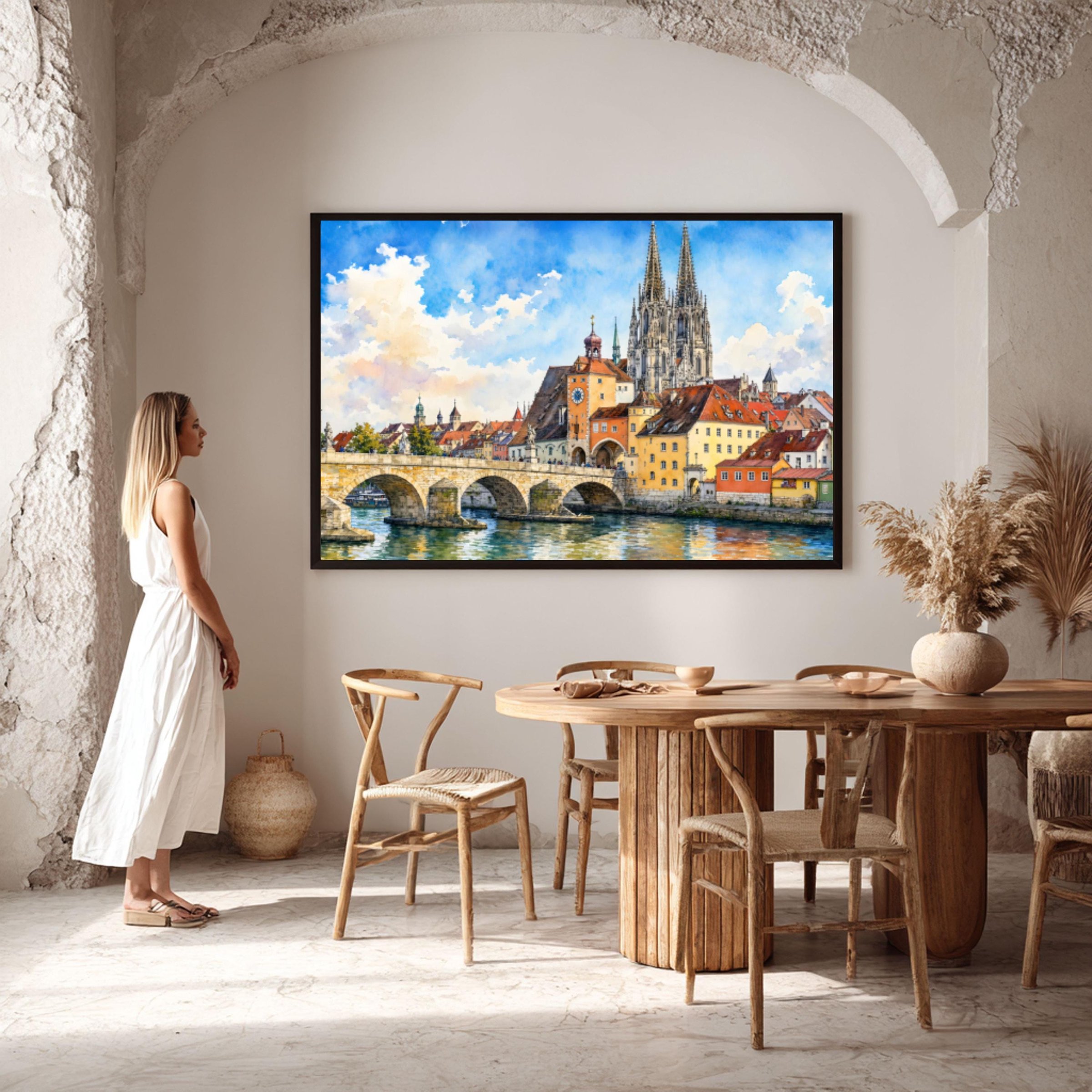 Regensburg Stone Bridge Bavaria Germany Watercolor Print: Europe Travel Art Poster - Image 6