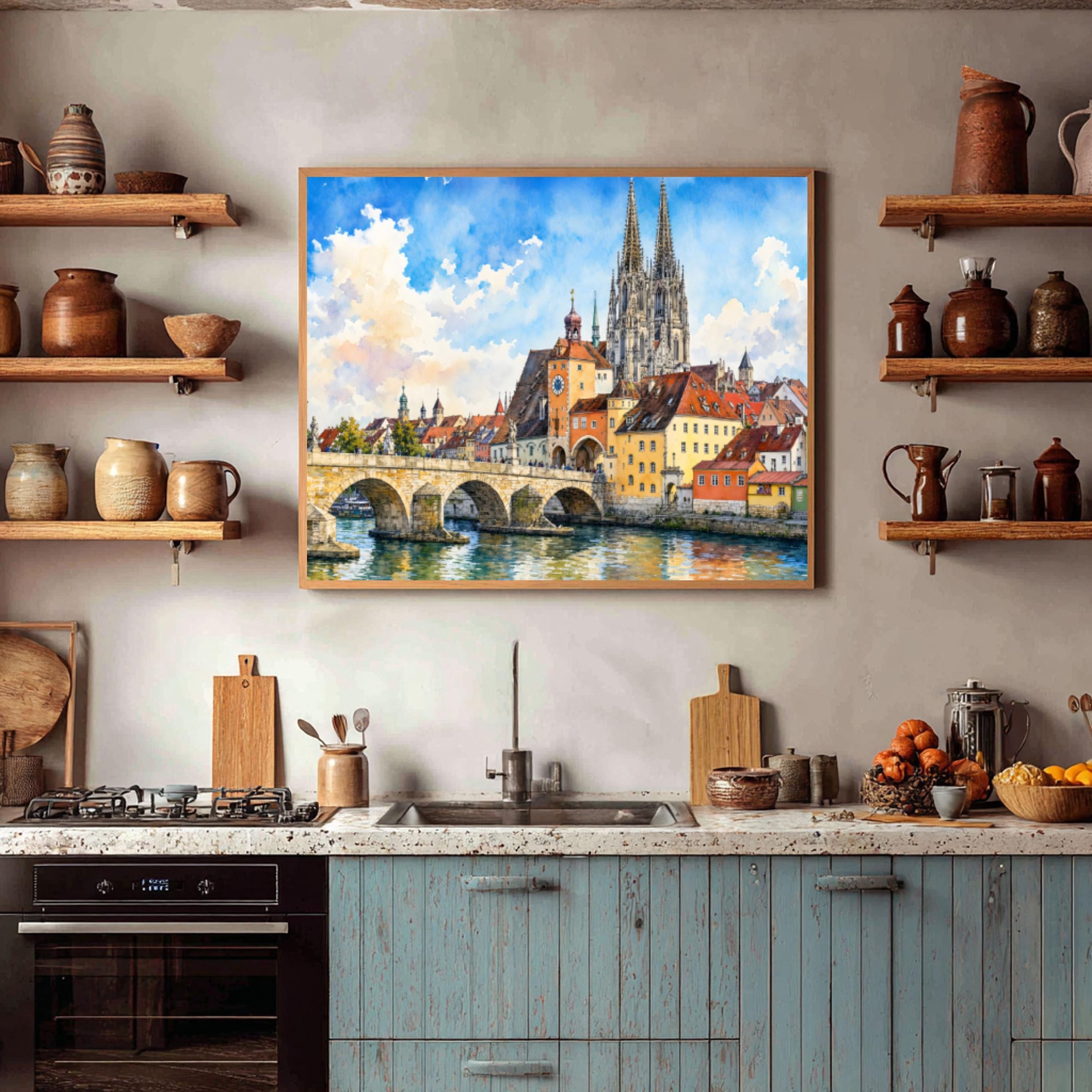 Regensburg Stone Bridge Bavaria Germany Watercolor Print: Europe Travel Art Poster - Image 7