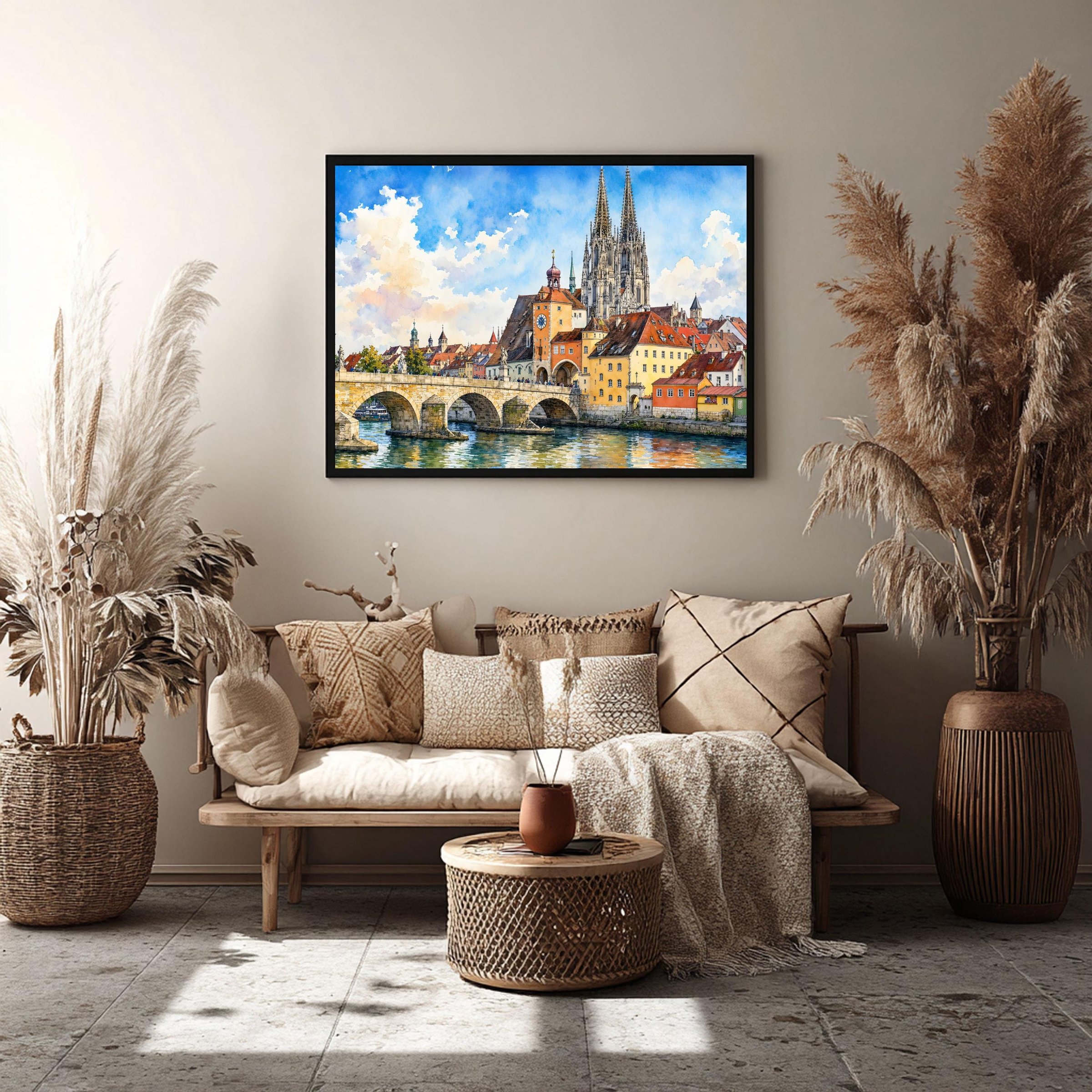 Regensburg Stone Bridge Bavaria Germany Watercolor Print: Europe Travel Art Poster - Image 8