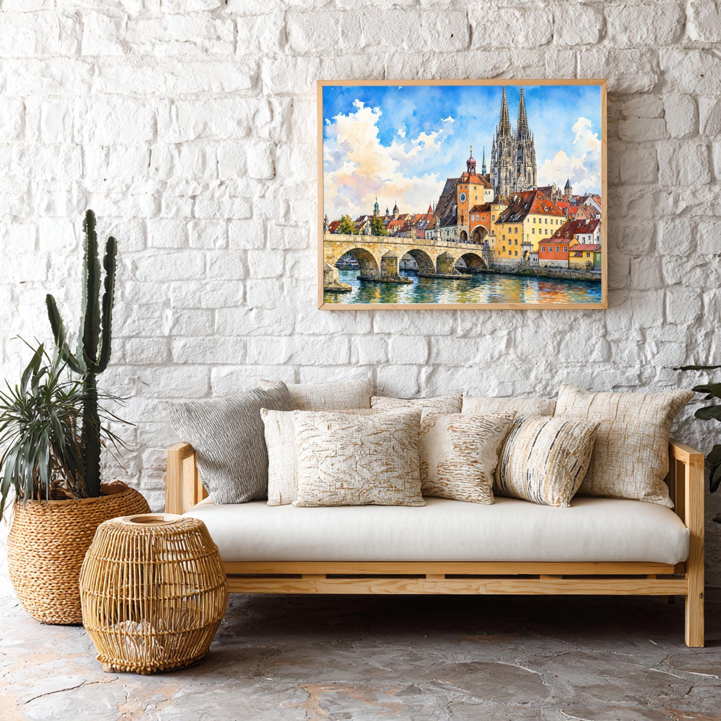 Regensburg Stone Bridge Bavaria Germany Watercolor Print: Europe Travel Art Poster - Image 9