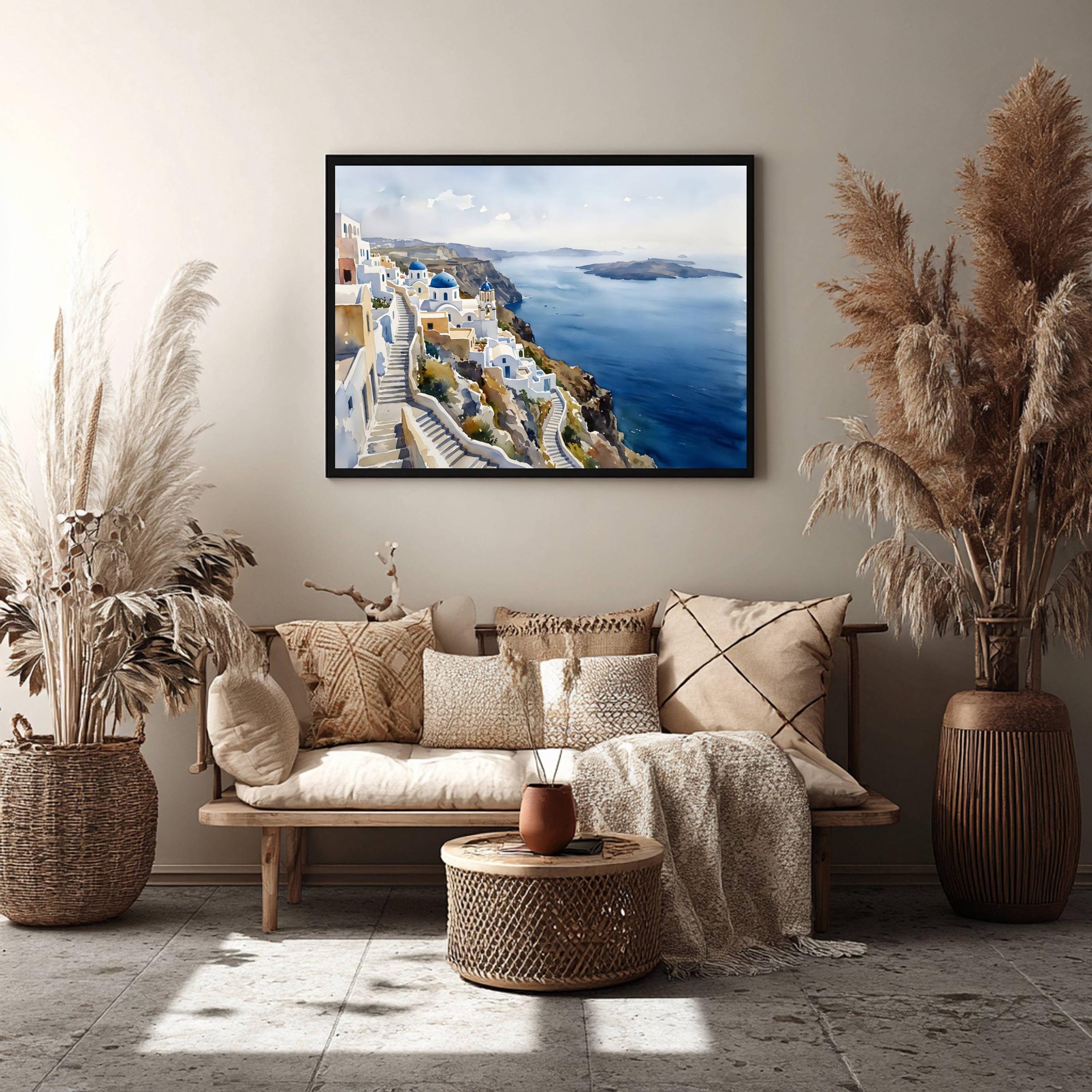 Santorini Island Greece Watercolor Print: Vacation Travel Art Poster - Image 8