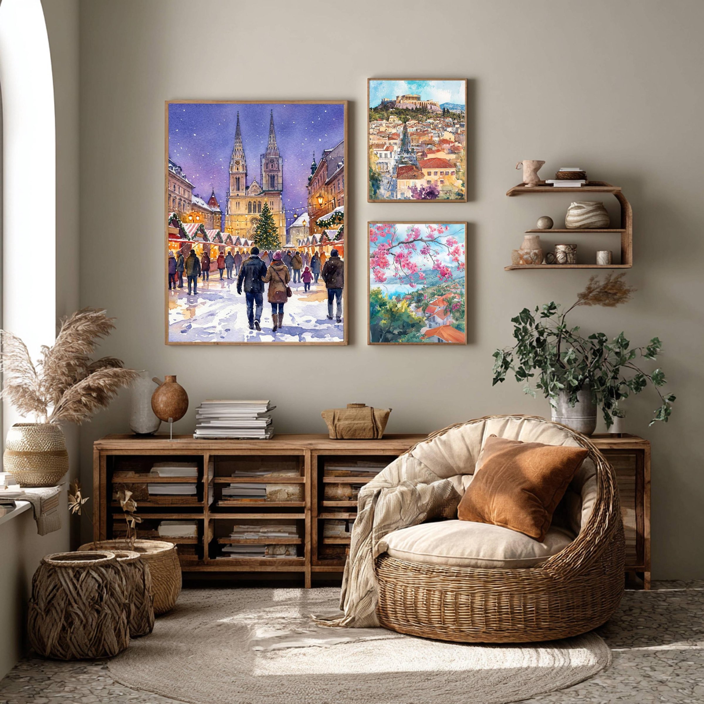 Zagreb Croatia Christmas Market Watercolor Print: Christmas Travel Art Poster - Image 10