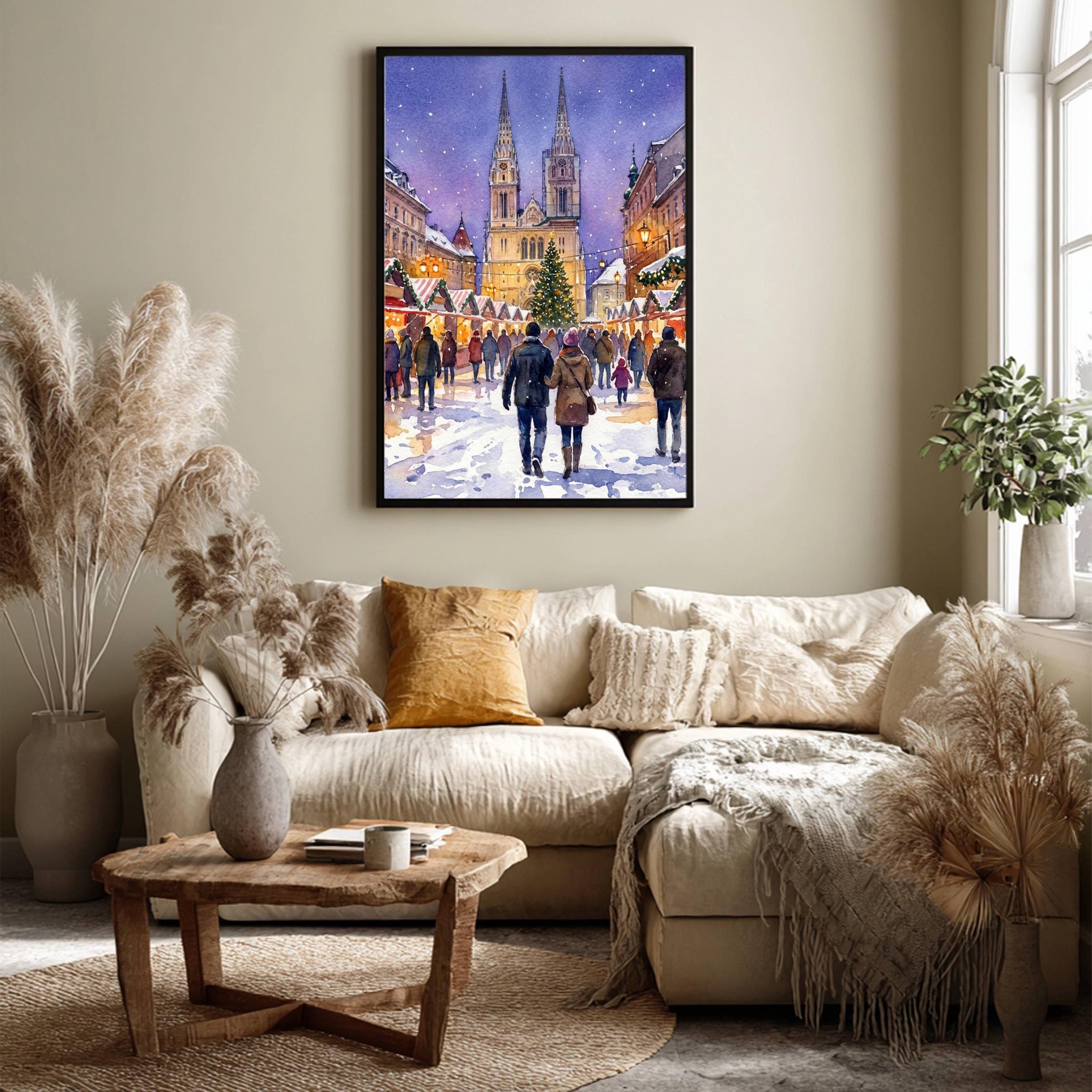 Zagreb Croatia Christmas Market Watercolor Print: Christmas Travel Art Poster - Image 7