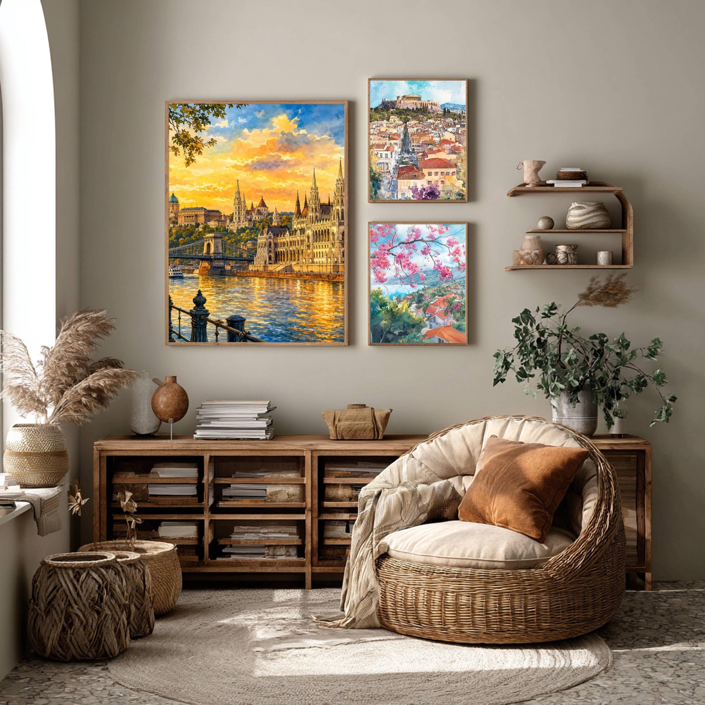 Budapest Parliament Hungary Golden Hour Watercolor Print: European Travel Art Poster - Image 10