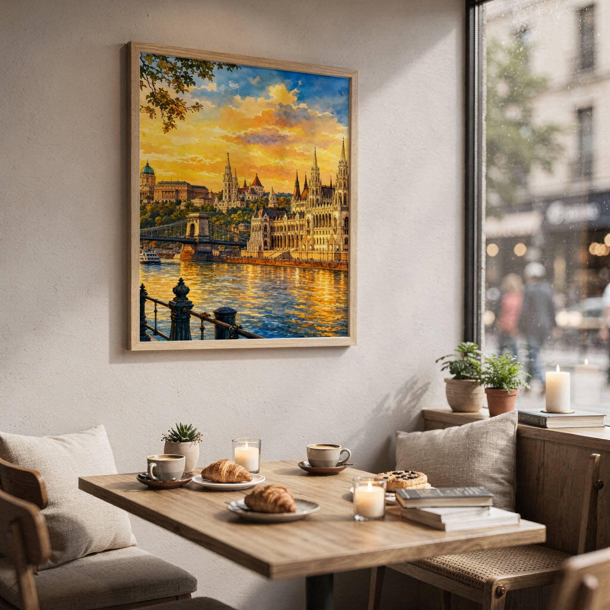 Budapest Parliament Hungary Golden Hour Watercolor Print: European Travel Art Poster - Image 3