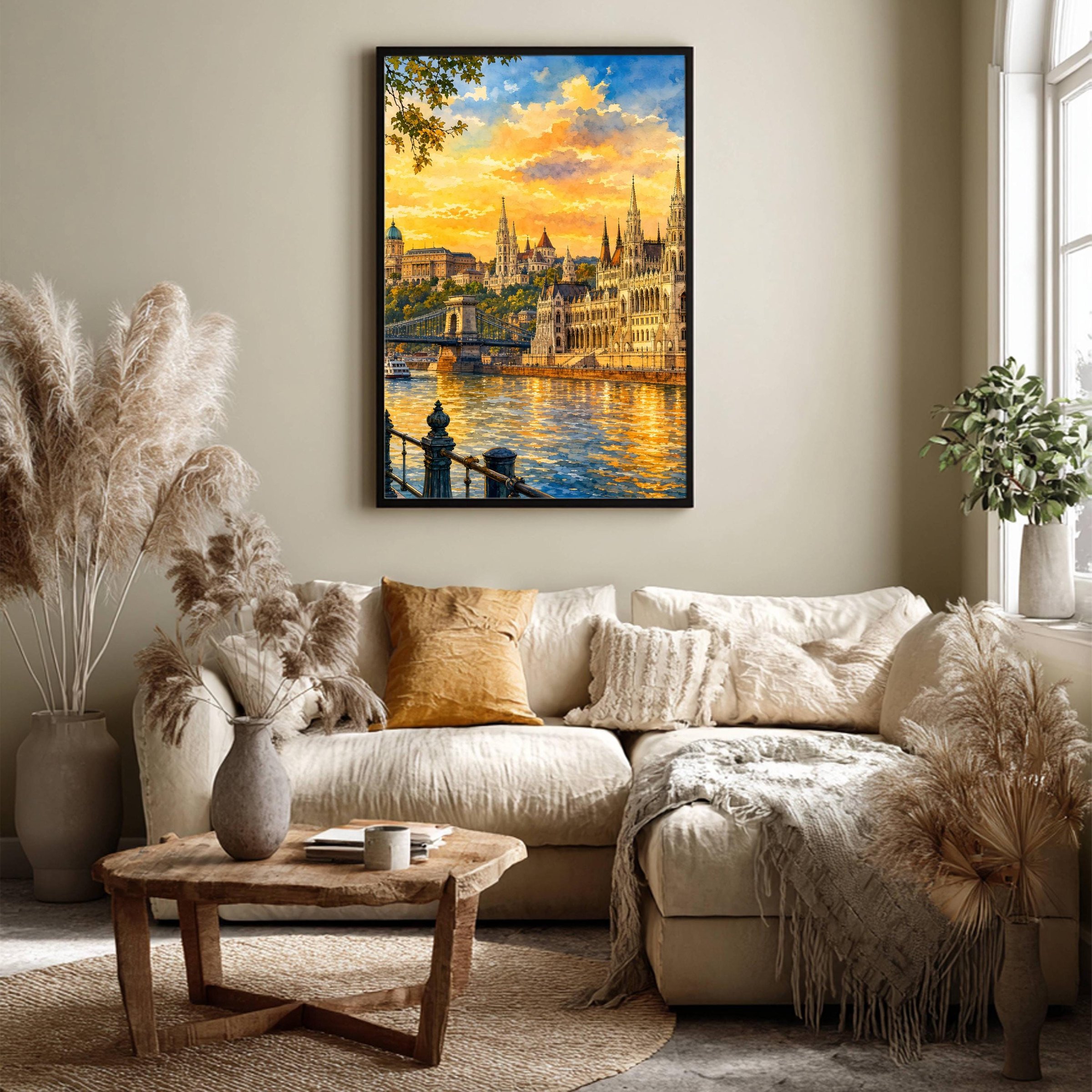 Budapest Parliament Hungary Golden Hour Watercolor Print: European Travel Art Poster - Image 7