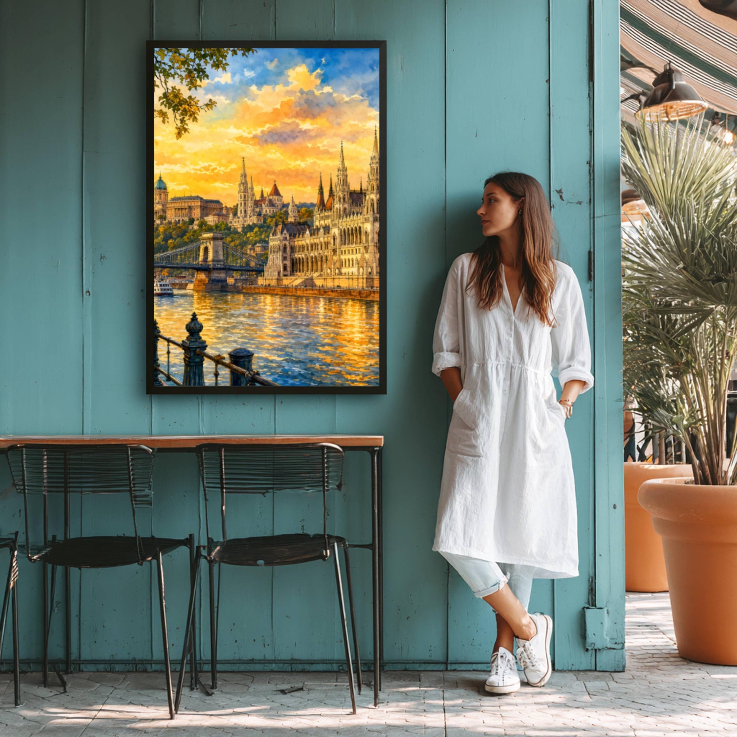 Budapest Parliament Hungary Golden Hour Watercolor Print: European Travel Art Poster - Image 9