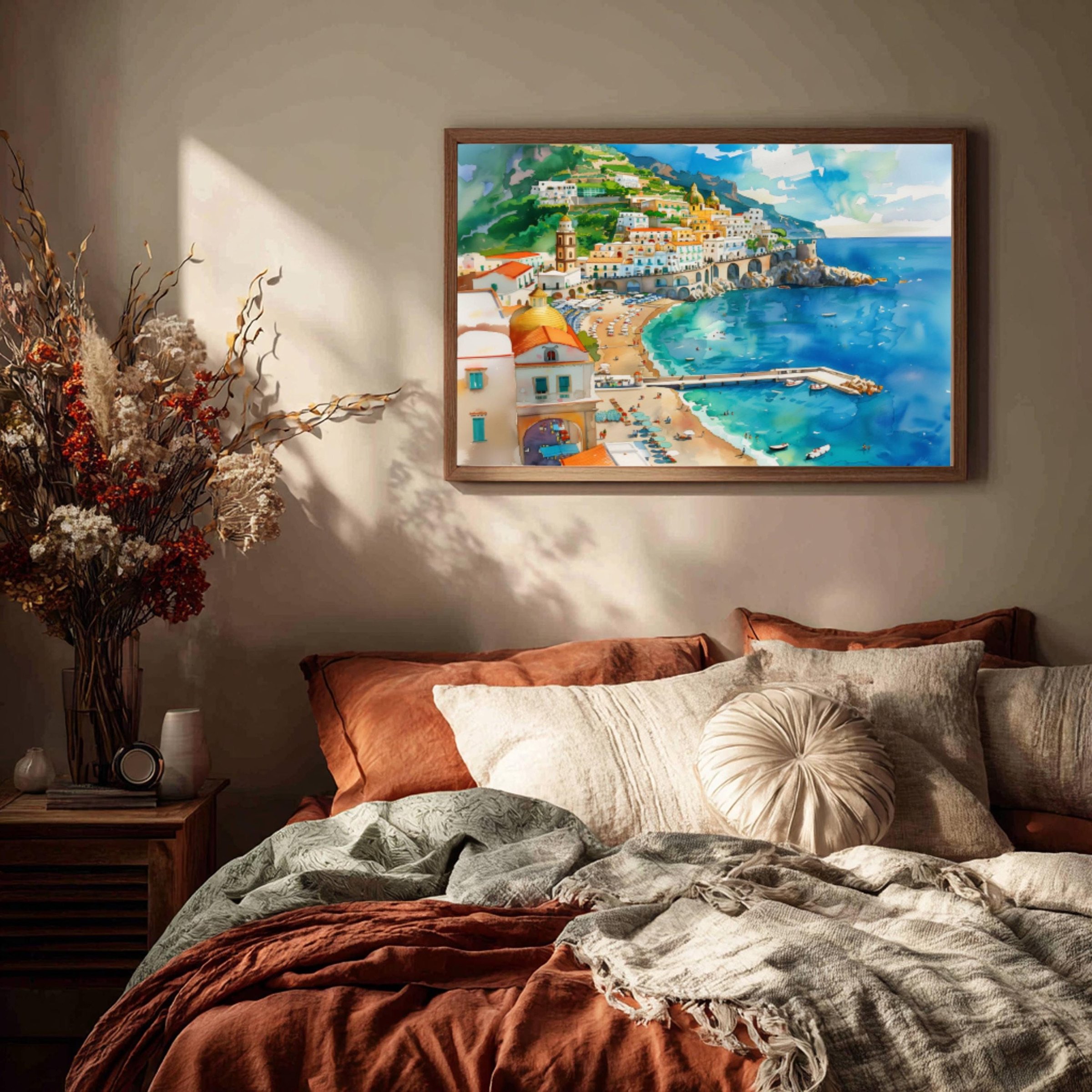 Amalfi Coast Italy Watercolor Print: Europe Travel Art Poster - Image 3
