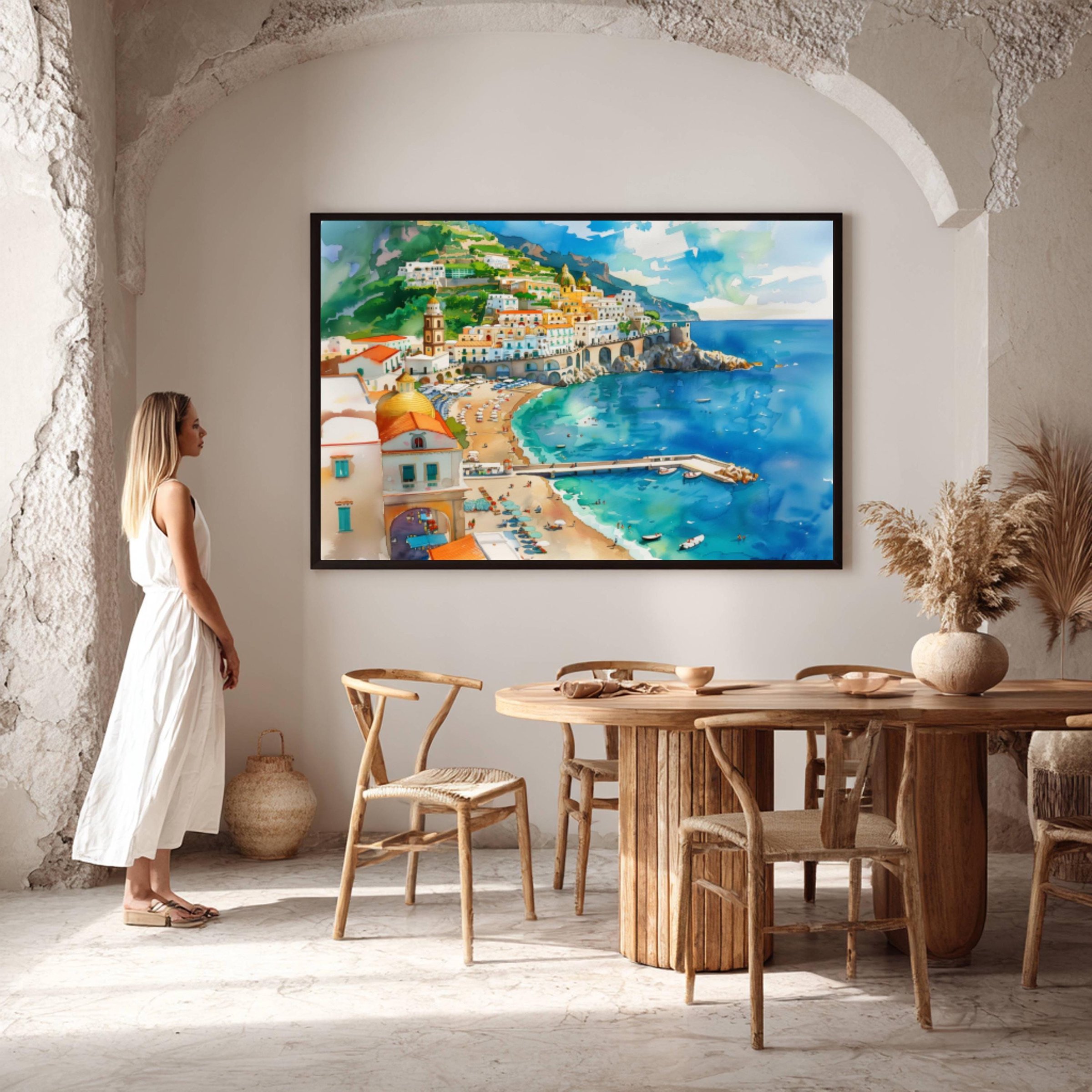 Amalfi Coast Italy Watercolor Print: Europe Travel Art Poster - Image 6
