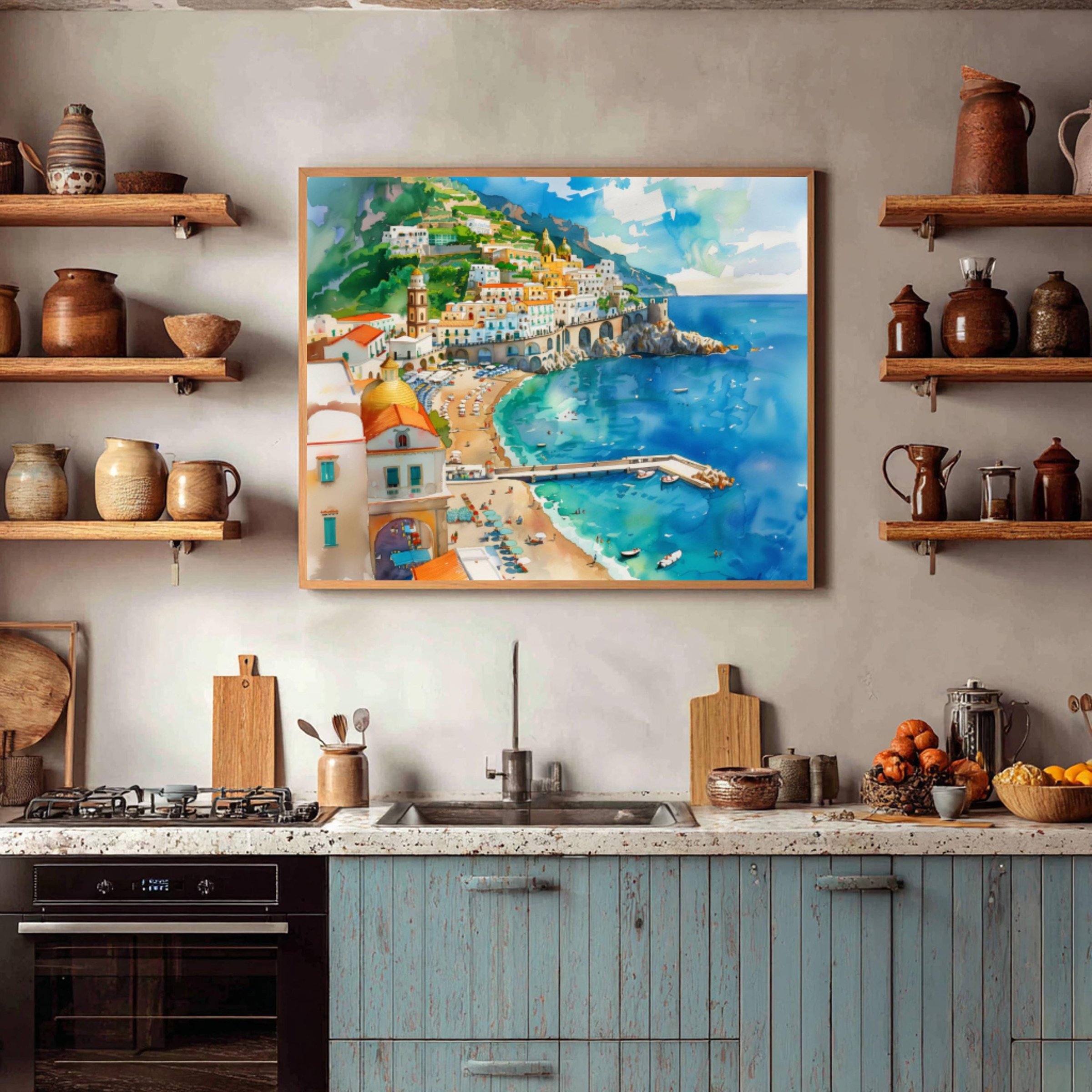 Amalfi Coast Italy Watercolor Print: Europe Travel Art Poster - Image 7