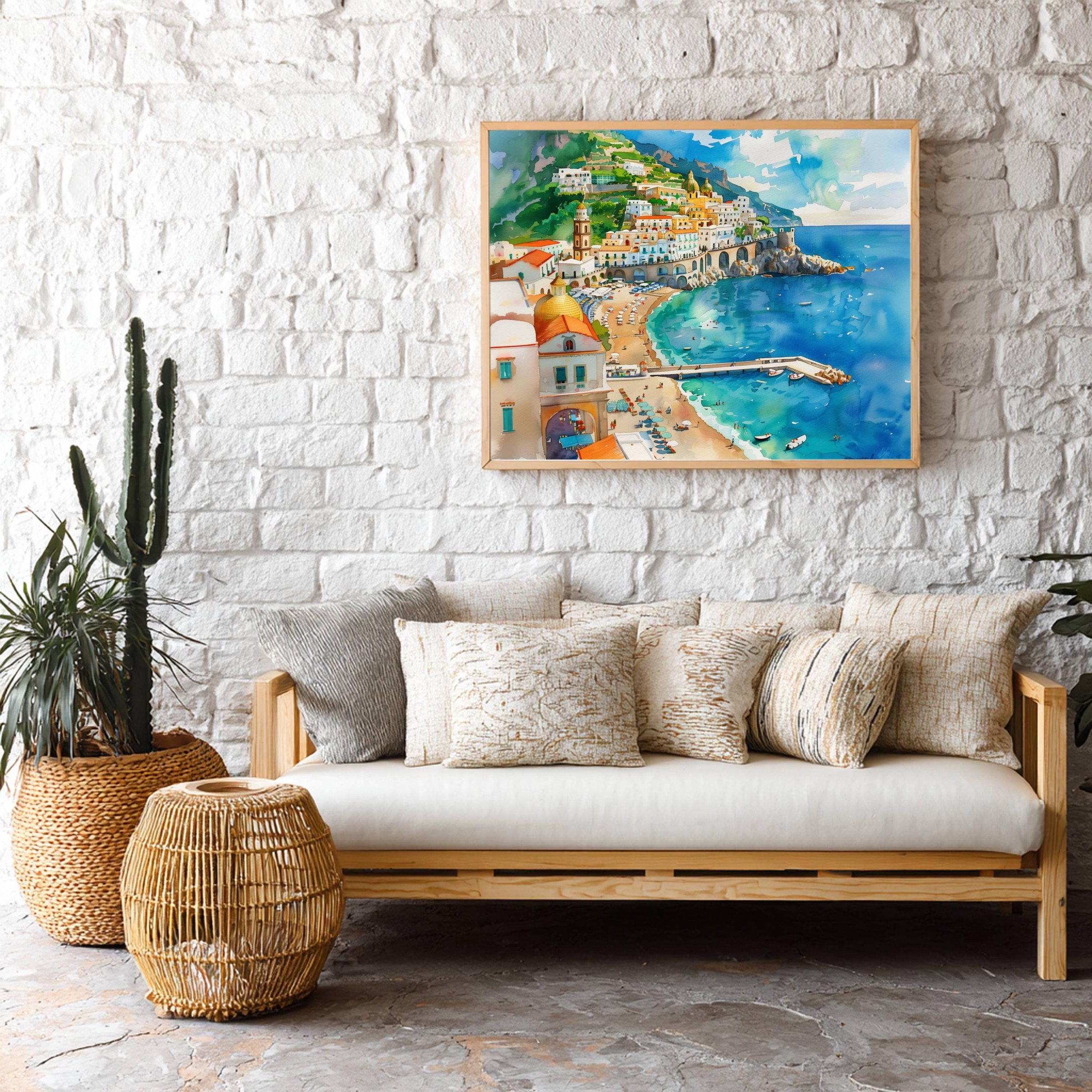 Amalfi Coast Italy Watercolor Print: Europe Travel Art Poster - Image 9