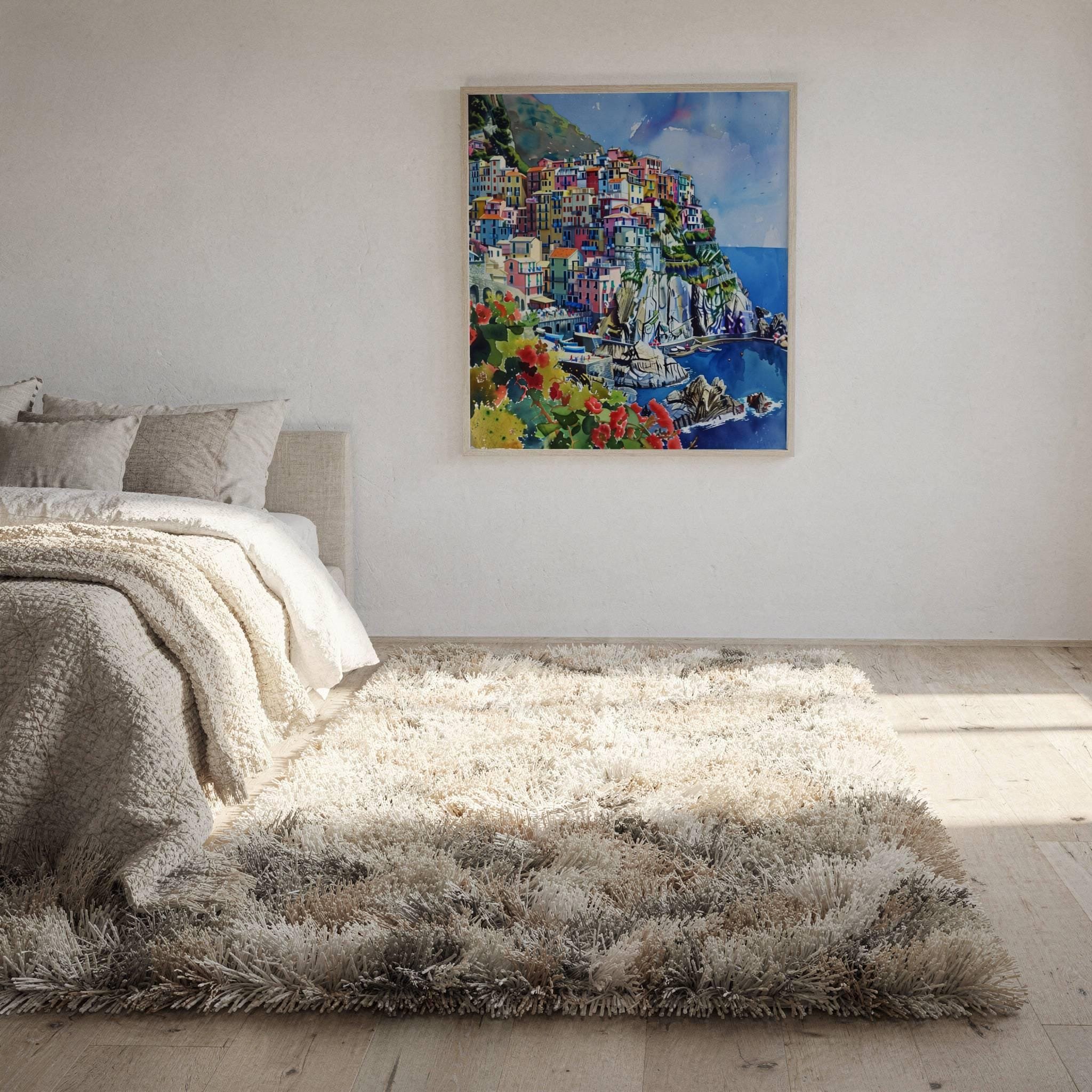 Cinque Terre Italy Watercolor Print: Square Travel Art Poster - Image 10
