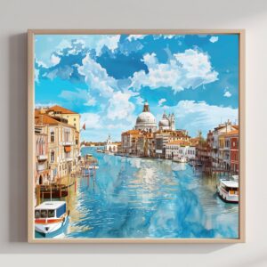 Grand Canal Venice Italy Watercolor Print: Square Travel Art Poster