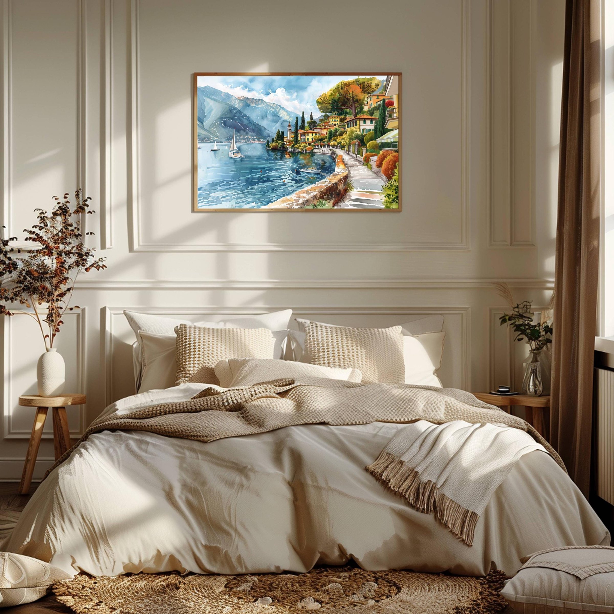 Lake Como Italy Watercolor Print: Europe Travel Art Poster - Image 2