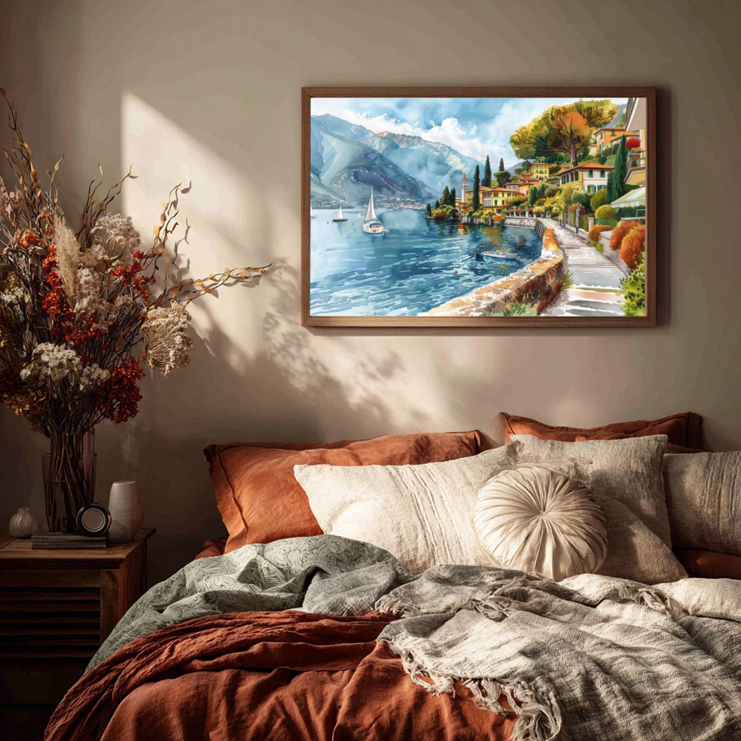 Lake Como Italy Watercolor Print: Europe Travel Art Poster - Image 3