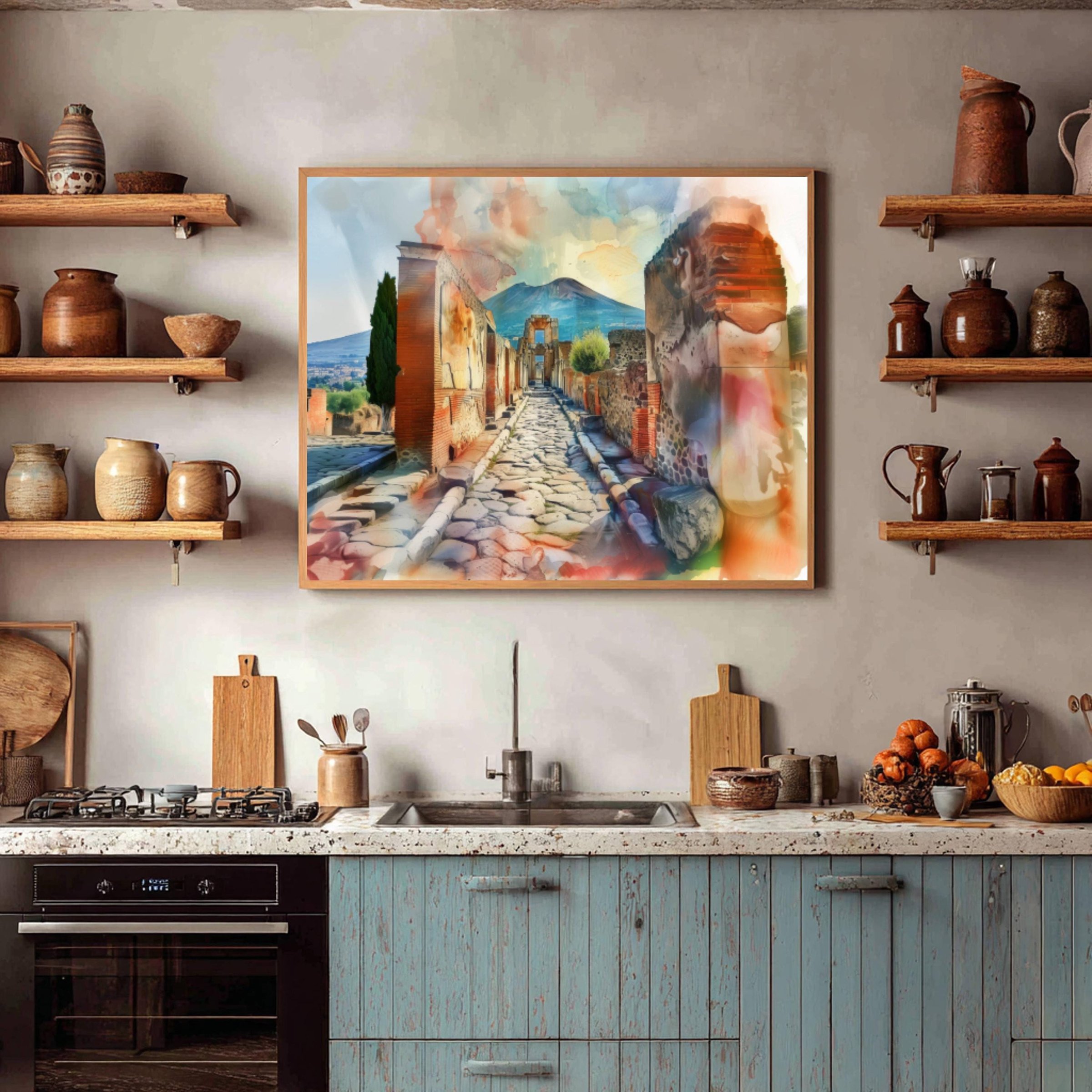 Pompeii Italy Watercolor Print: Europe Travel Art Poster - Image 7