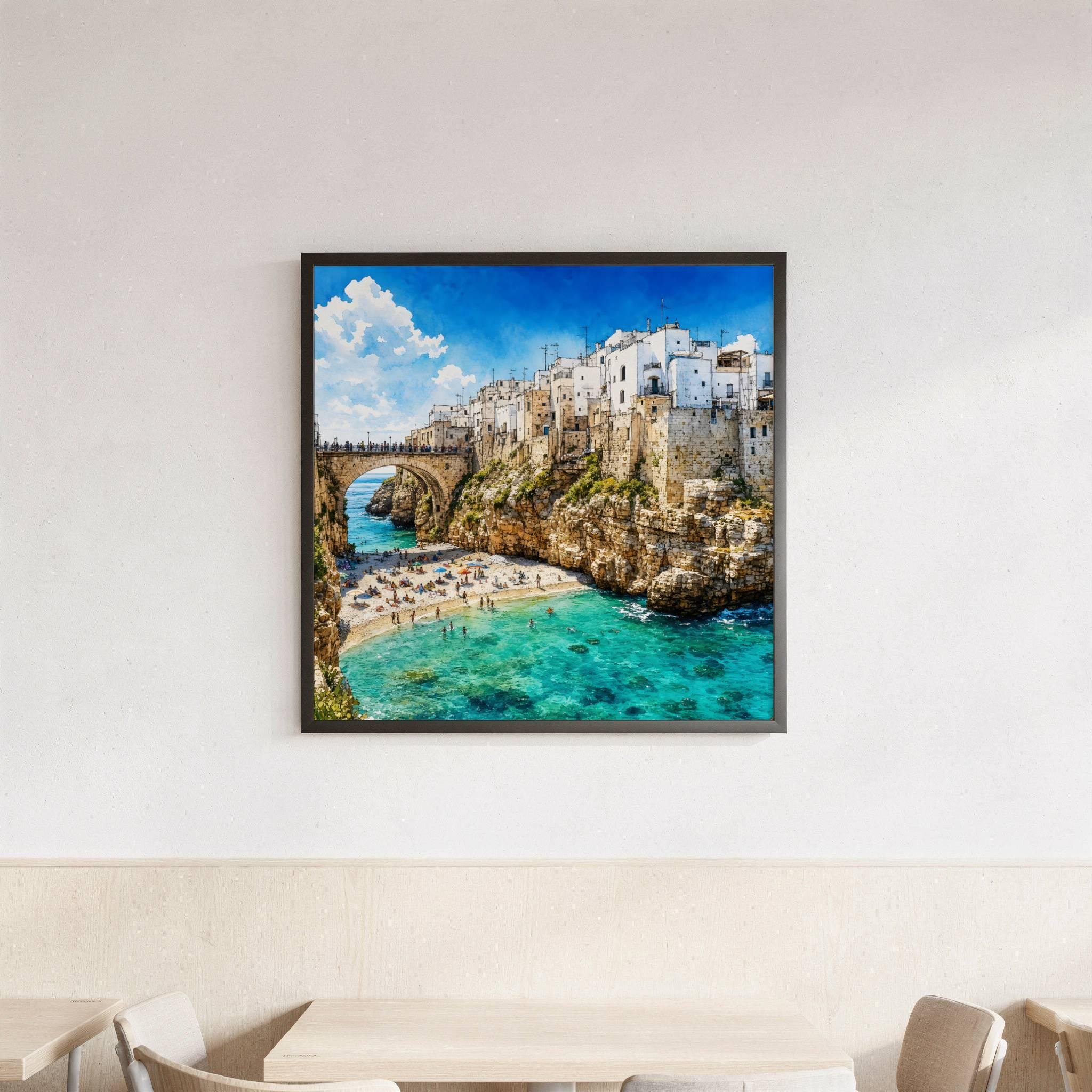 Polignano a Mare Puglia Coastal Italy Watercolor Print: Italian Travel Art Poster - Image 3