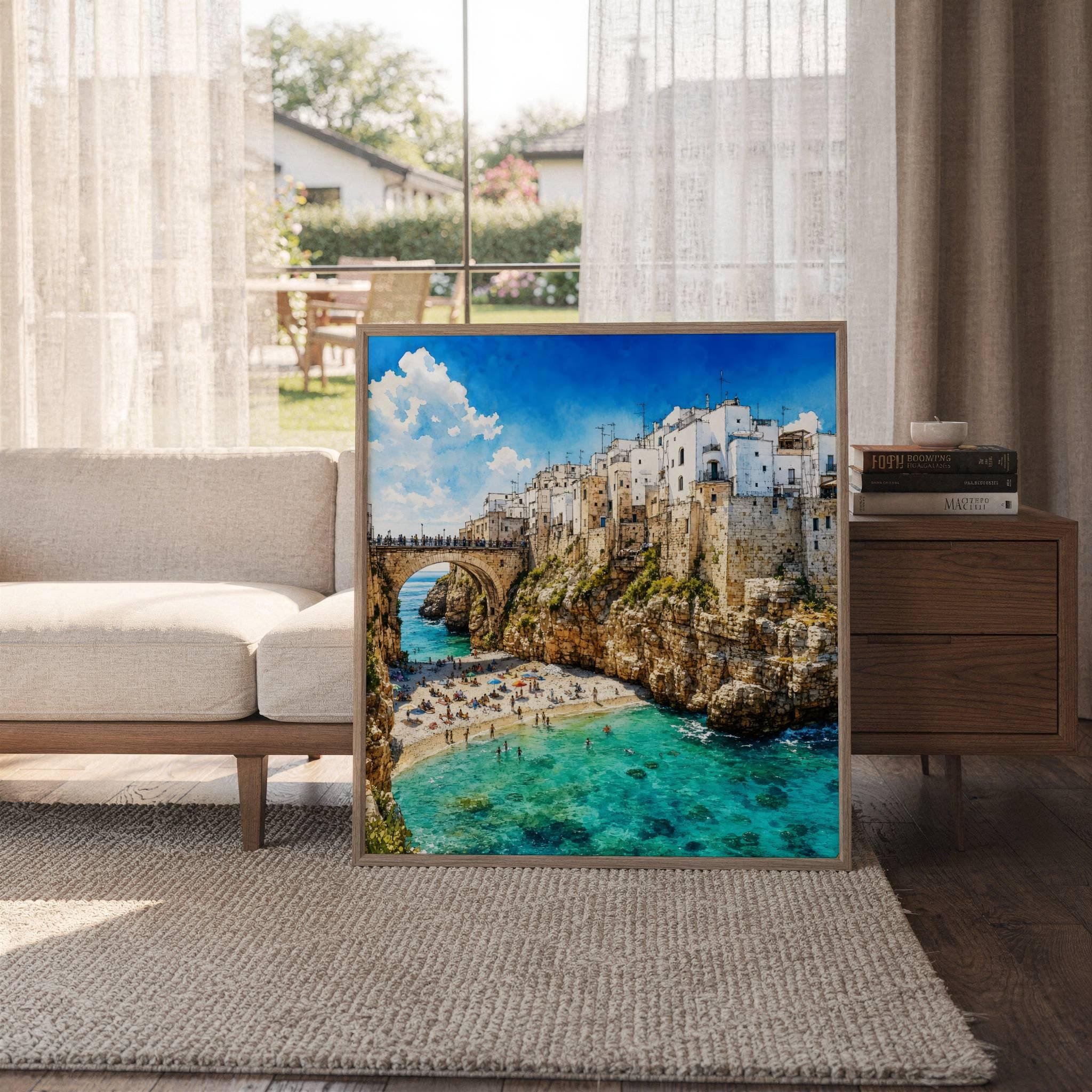 Polignano a Mare Puglia Coastal Italy Watercolor Print: Italian Travel Art Poster - Image 6