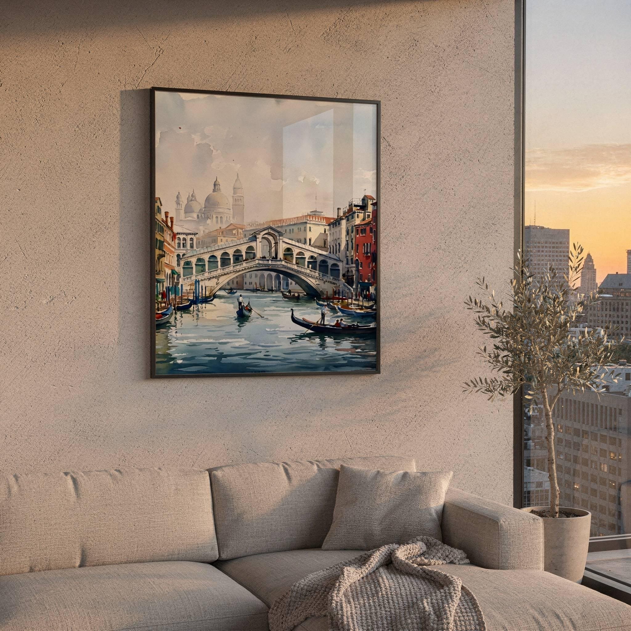Venice Grand Canal Italy Watercolor Print: Rialto Bridge Travel Art Poster - Image 2