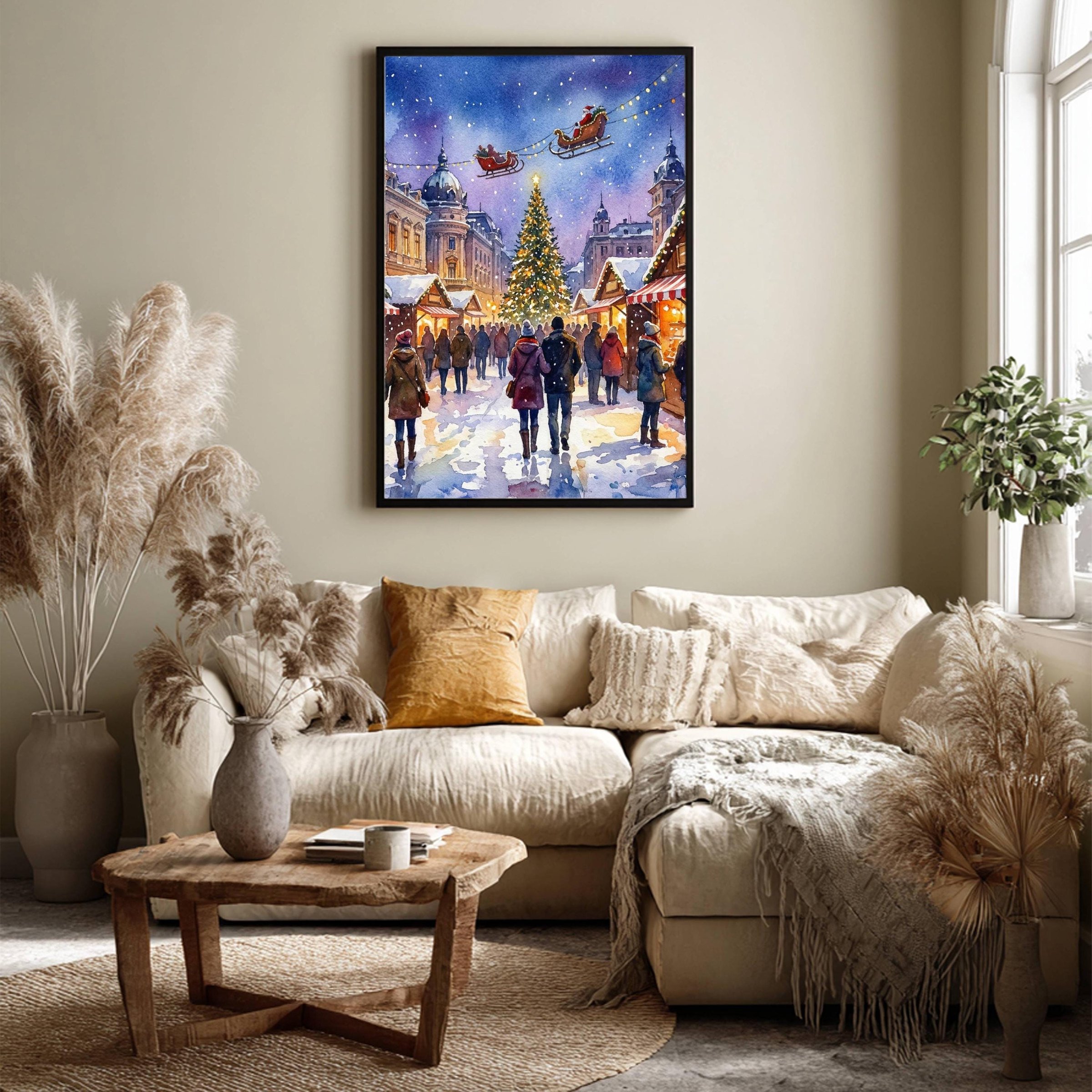 Craiova Romania Christmas Market Watercolor Print: Christmas Travel Art Poster - Image 7