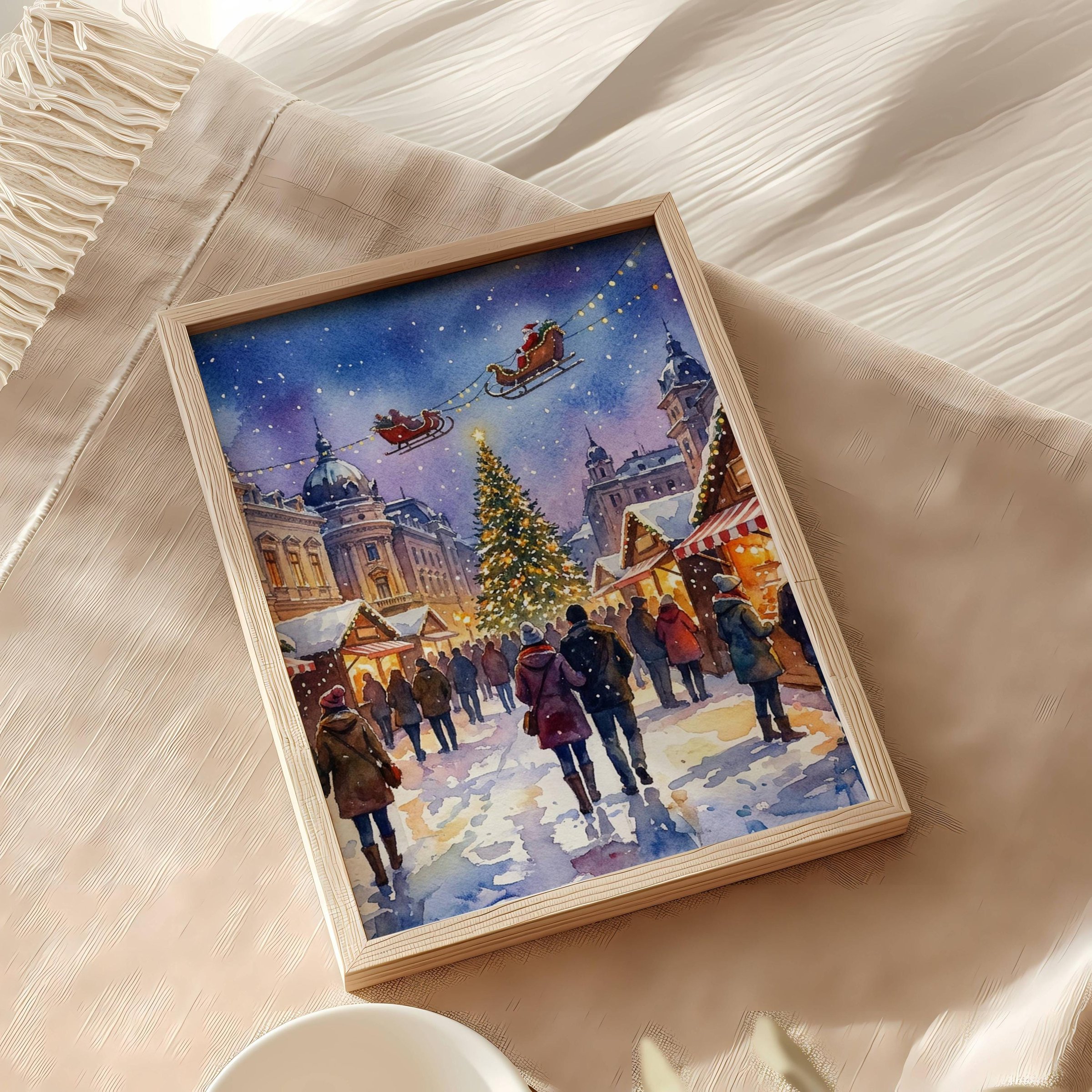 Craiova Romania Christmas Market Watercolor Print: Christmas Travel Art Poster - Image 8