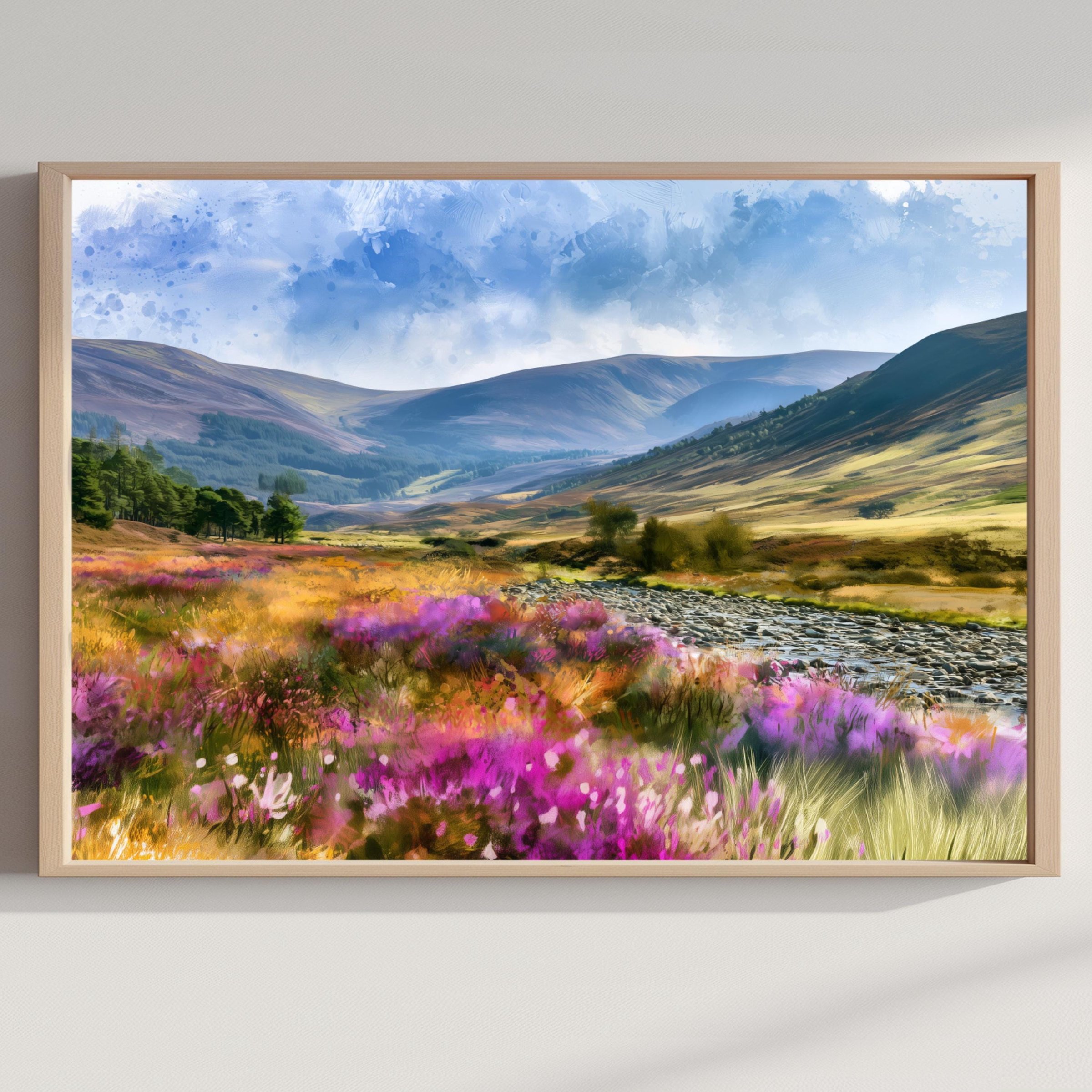 Cairngorms National Park Scotland Watercolor Print: UK Travel Art Poster